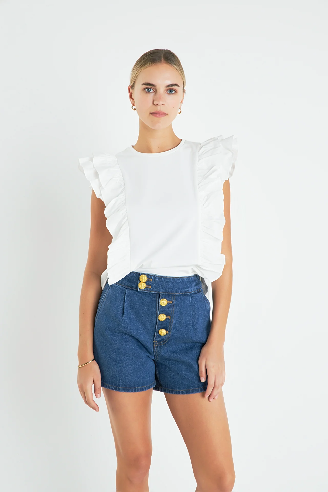 Poplin Ruffle Detail Sleeveless Top - Image 10