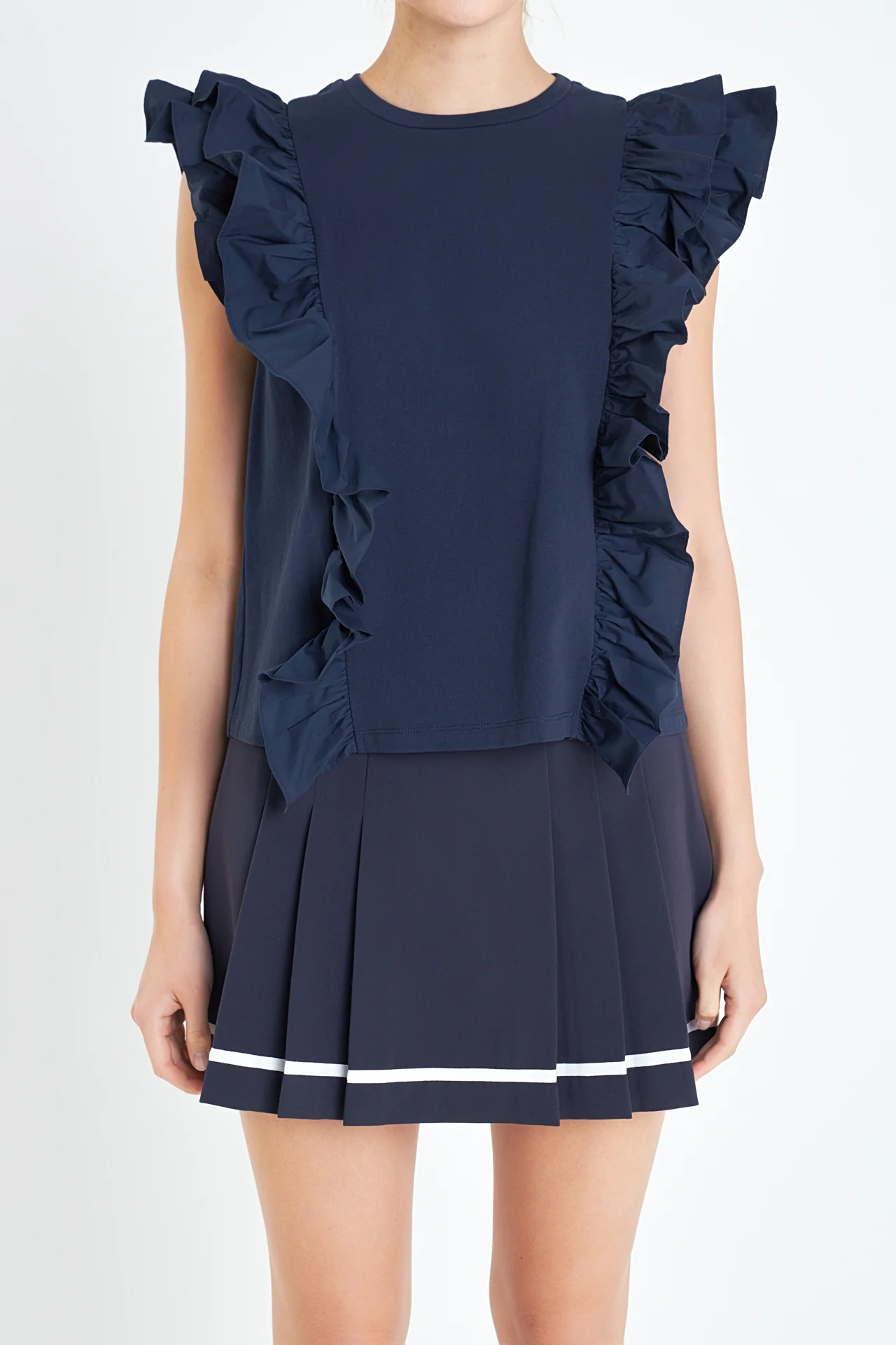 Poplin Ruffle Detail Sleeveless Top - Image 2