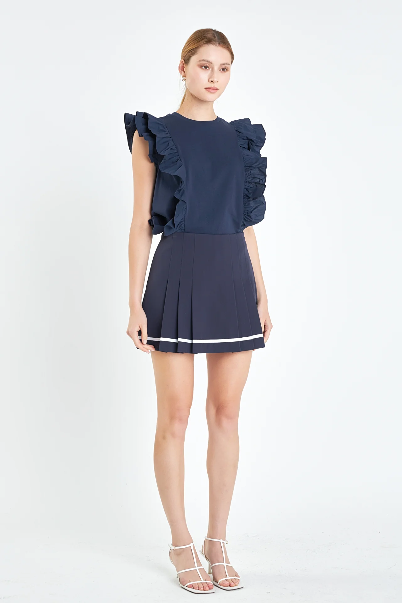 Poplin Ruffle Detail Sleeveless Top - Image 3