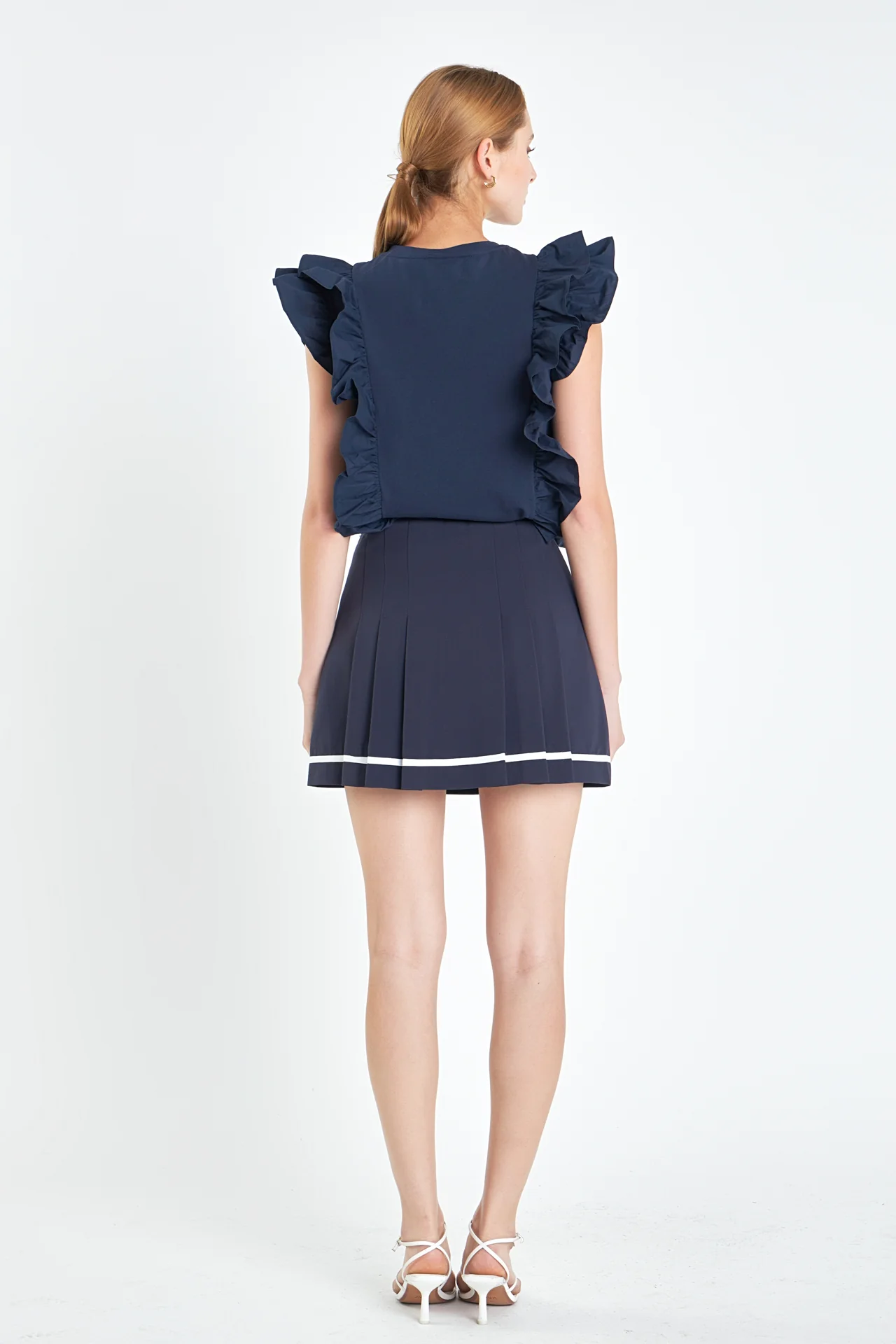 Poplin Ruffle Detail Sleeveless Top - Image 4
