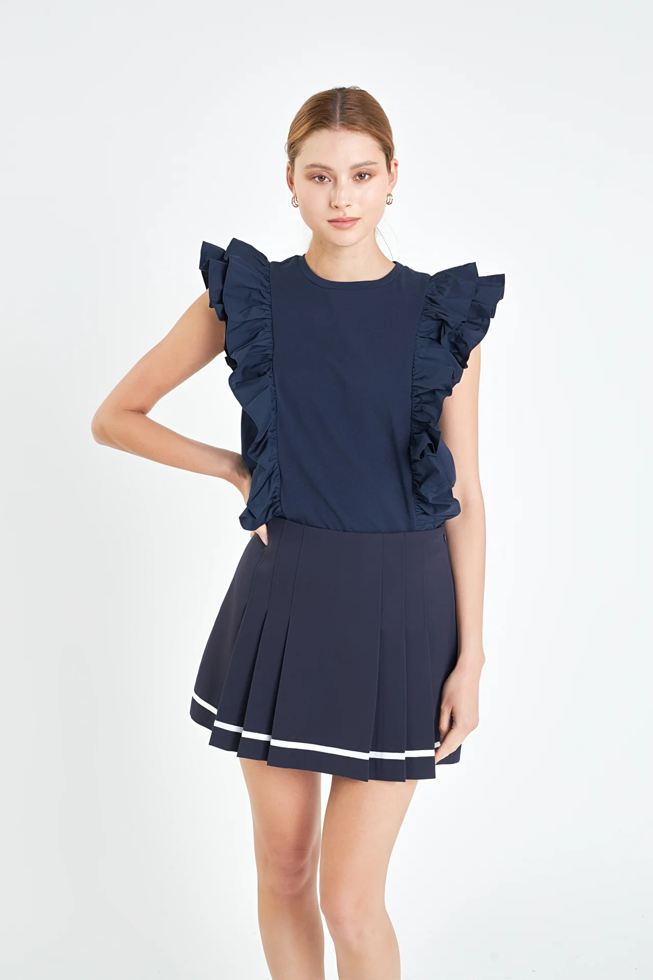 Poplin Ruffle Detail Sleeveless Top - Image 5