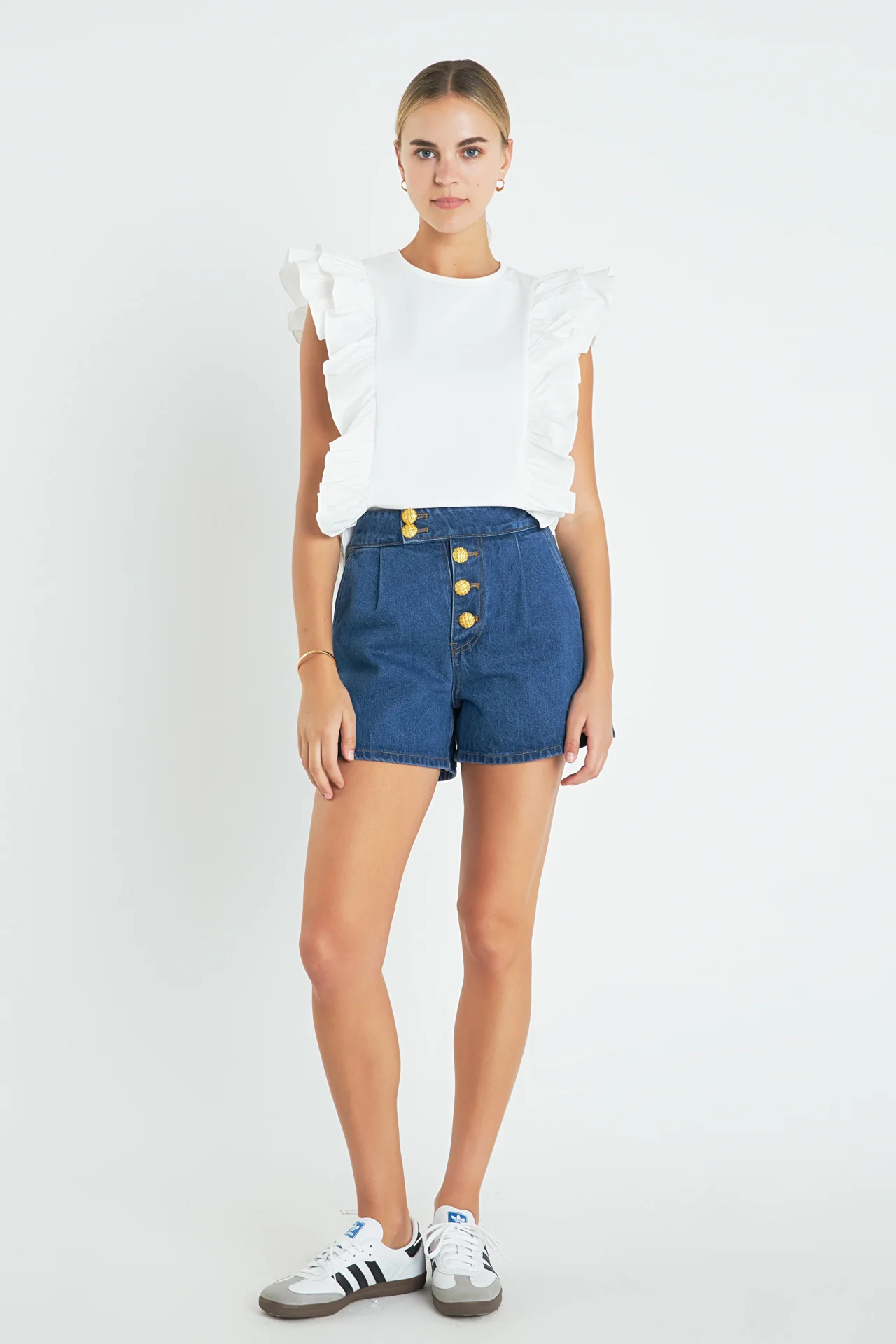Poplin Ruffle Detail Sleeveless Top - Image 6
