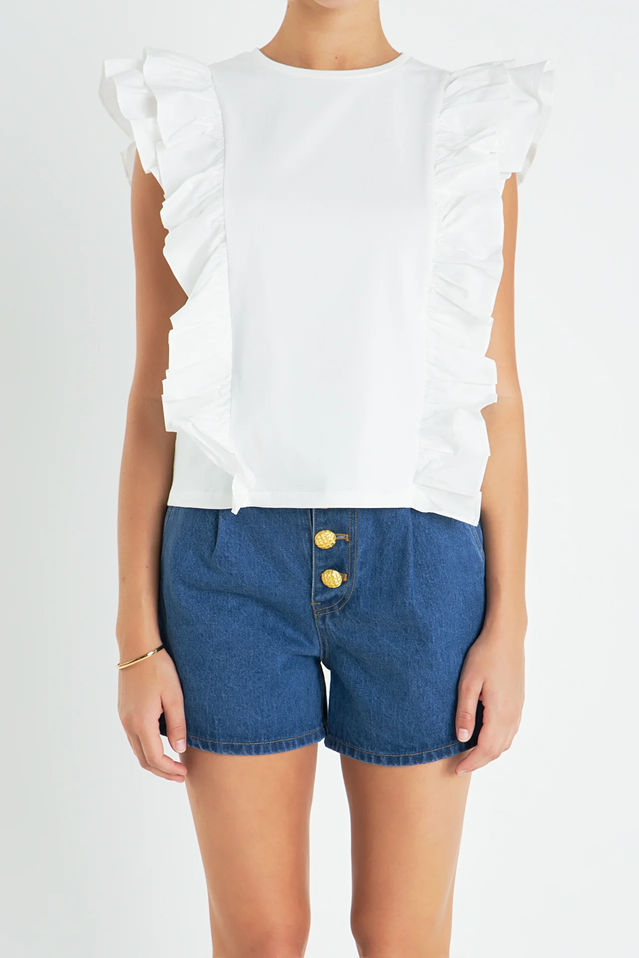 Poplin Ruffle Detail Sleeveless Top - Image 7