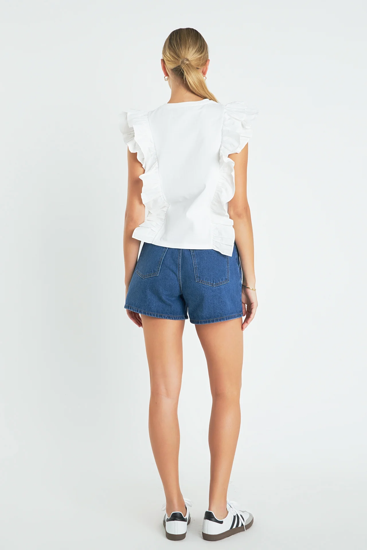 Poplin Ruffle Detail Sleeveless Top - Image 8