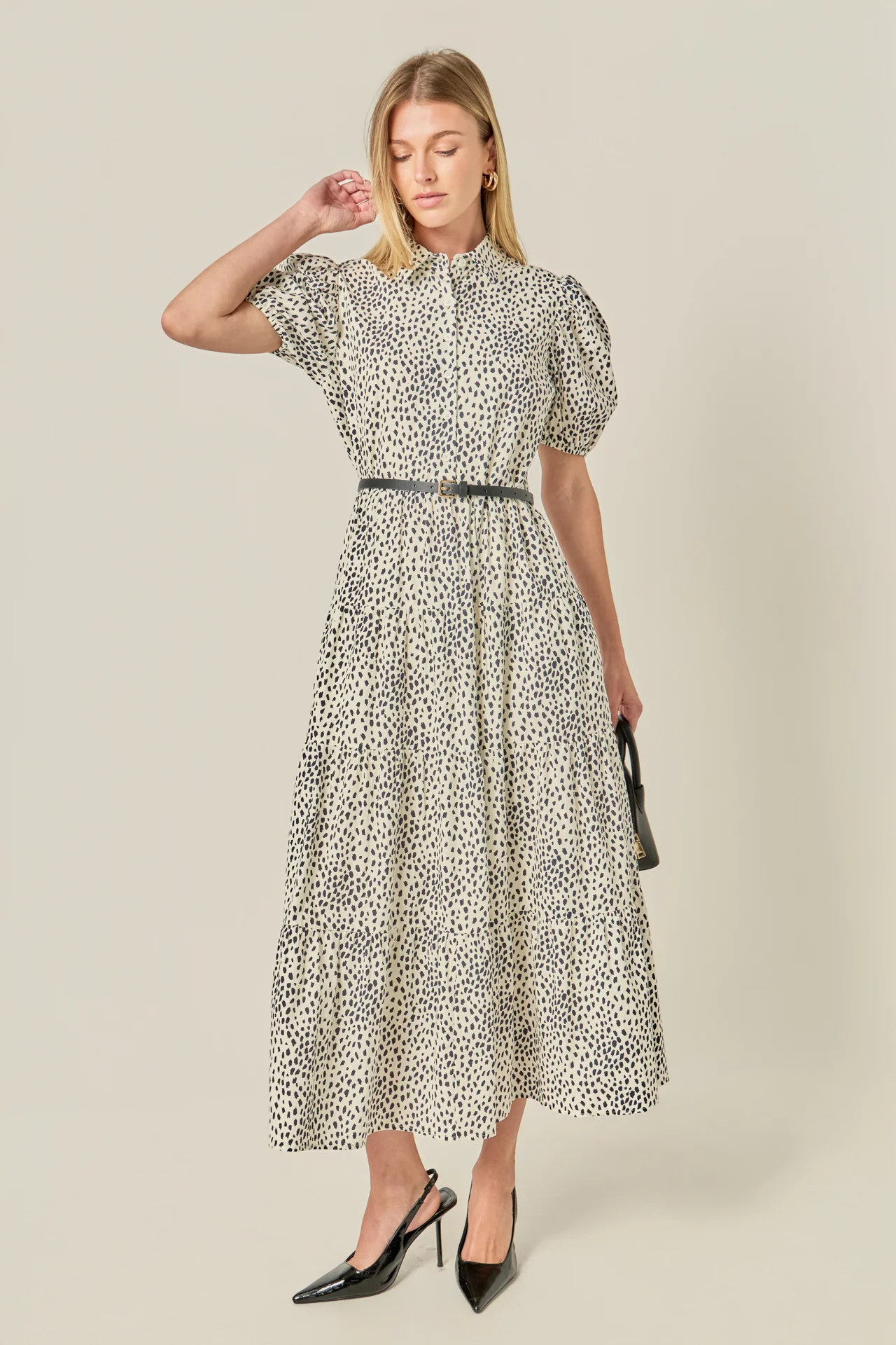 Print Button Up Midi Dress - Image 6