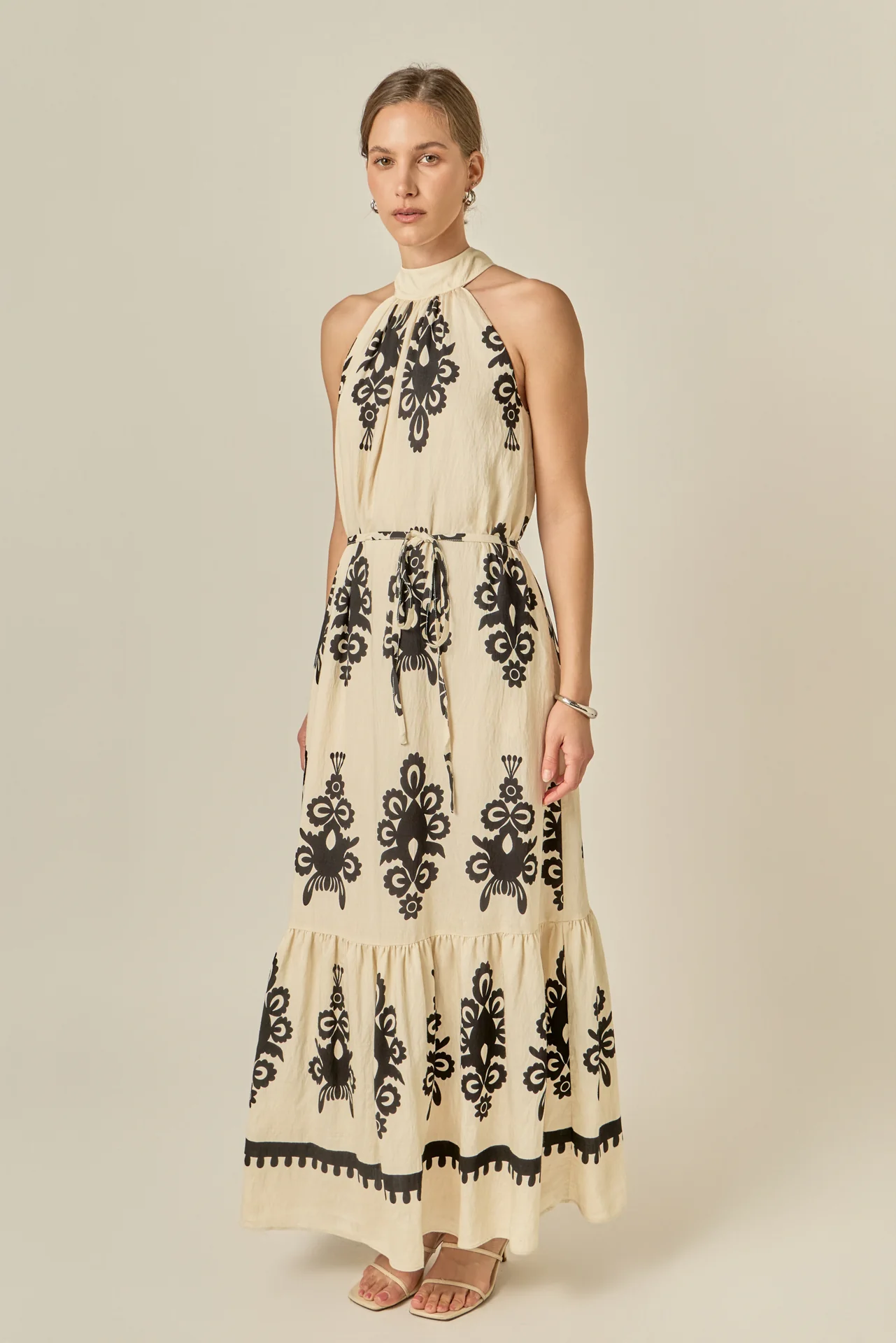 Printed Halter Midi Dress - Image 4
