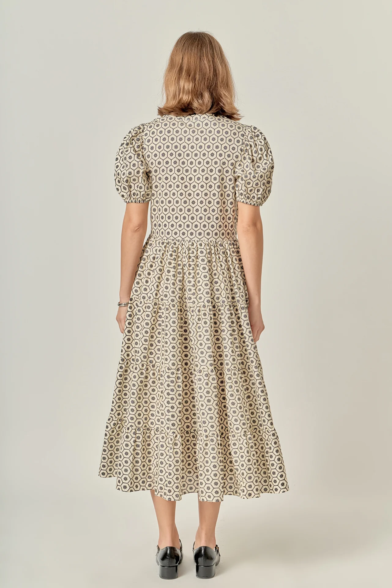 Print Puff Sleeve Midi Dress - Image 4