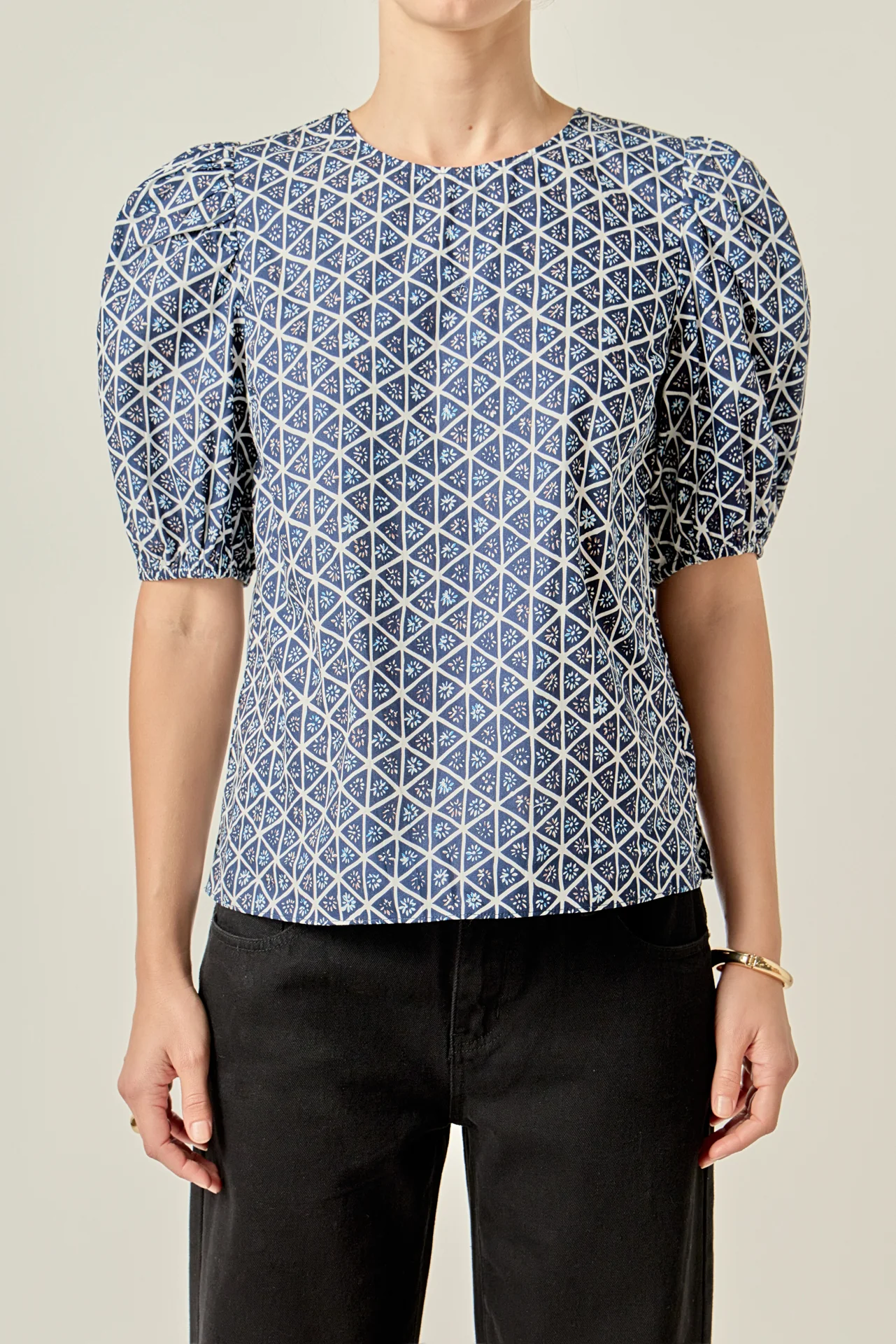 Print Puff Sleeve Top - Image 2