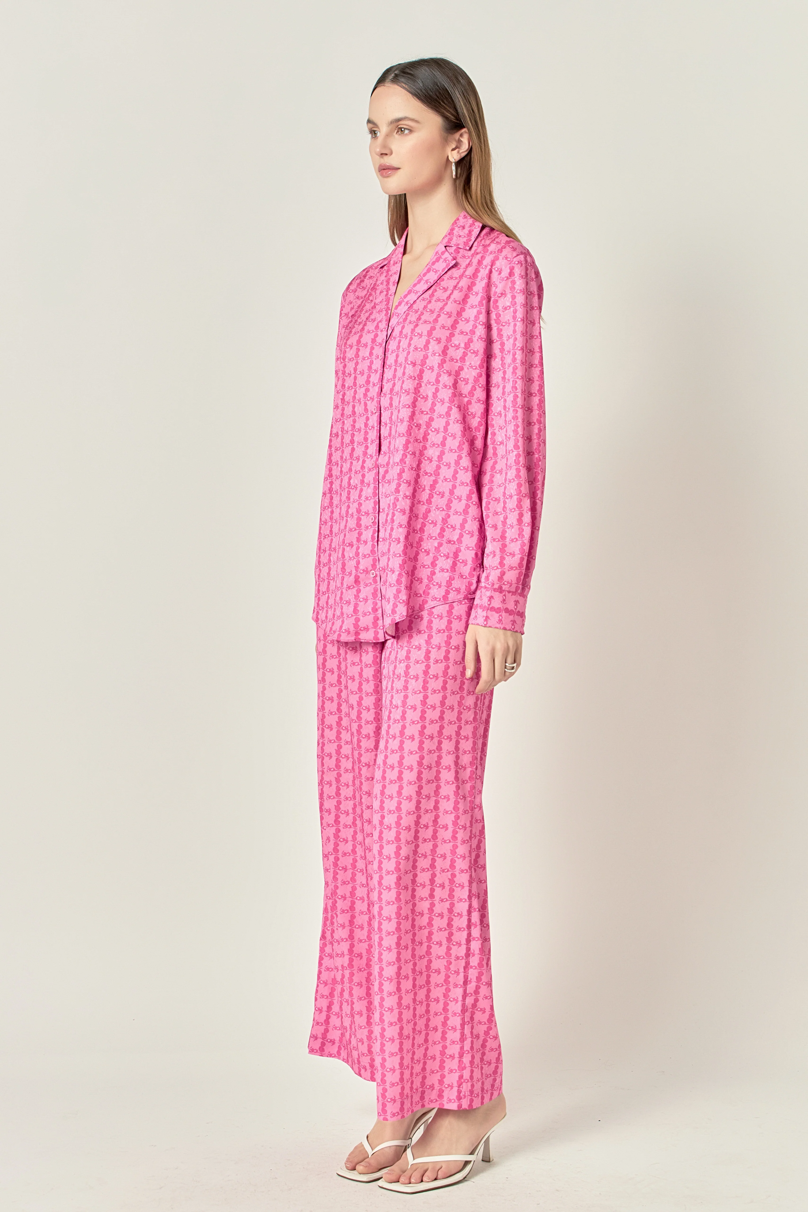 Printed Satin Wide Leg Pants - Image 3