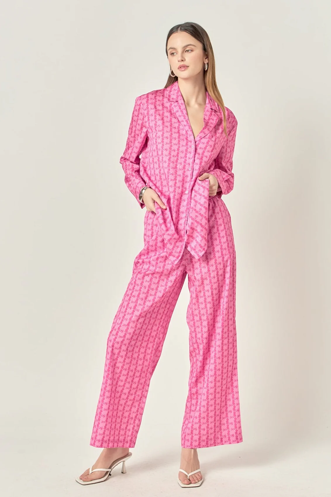 Printed Satin Wide Leg Pants - Image 5