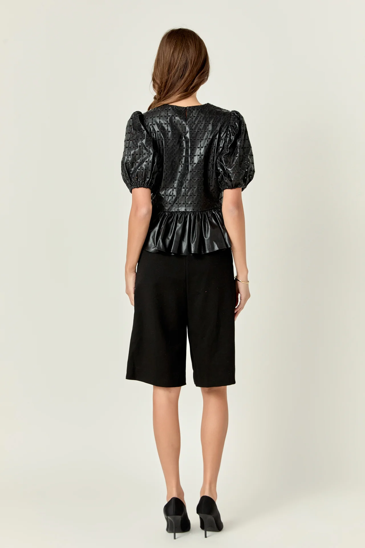 Faux Leather Peplum Top - Image 4