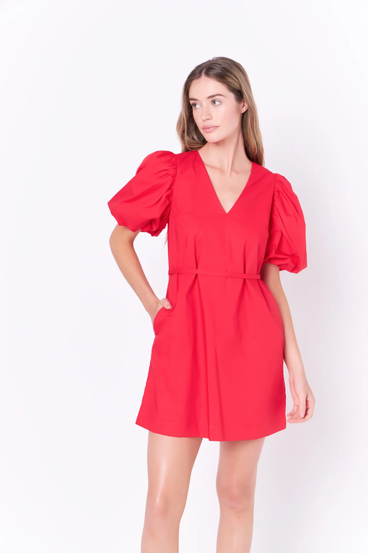 Puff Sleeve A-line Shift Mini Dress - Image 10