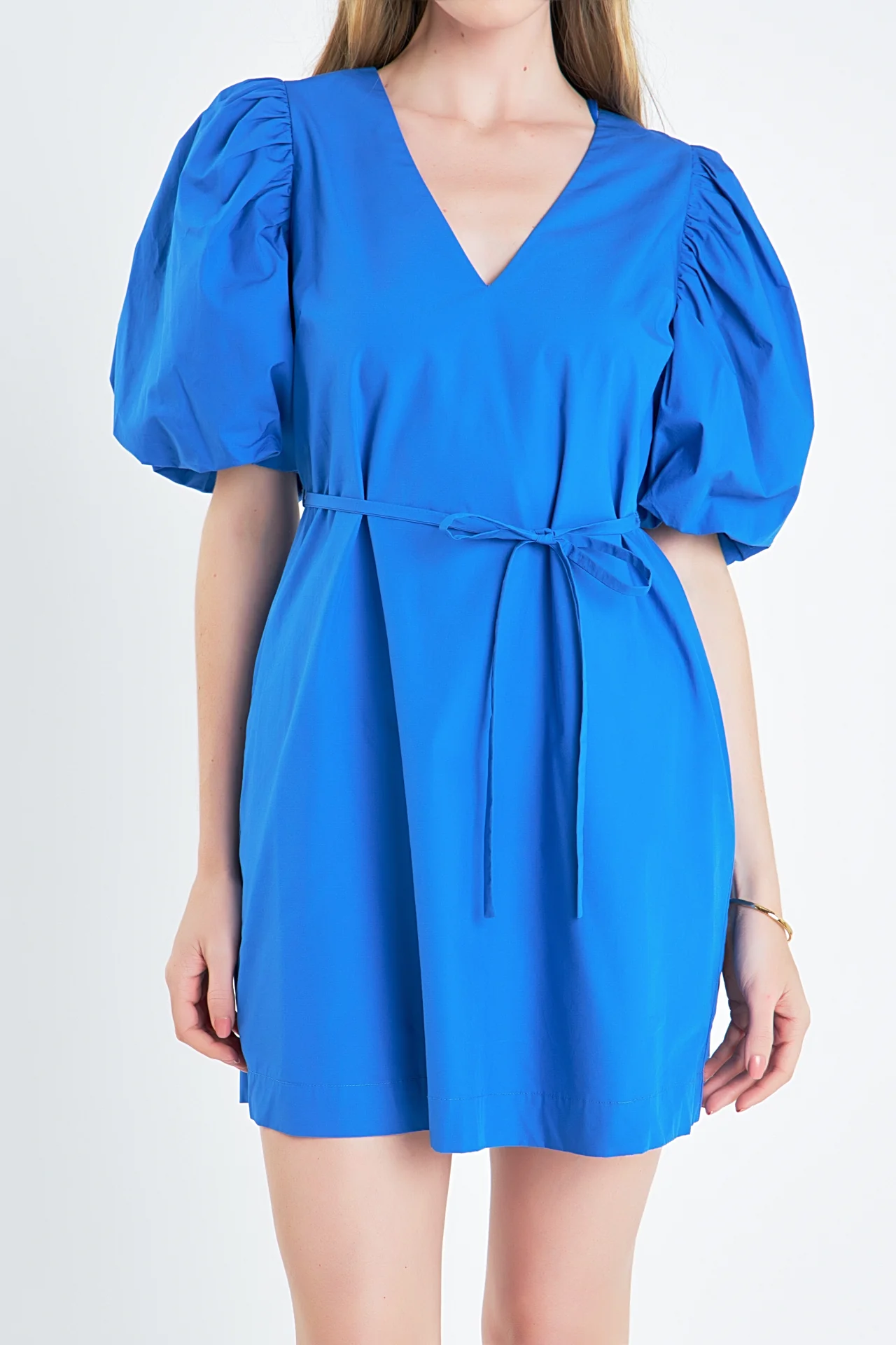 Puff Sleeve A-line Shift Mini Dress - Image 2