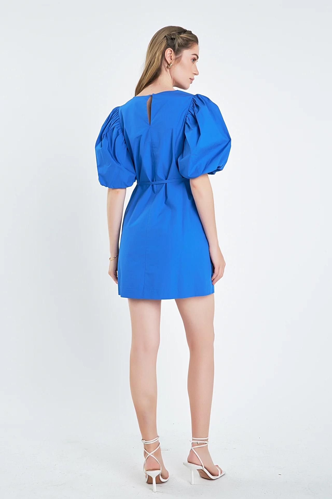 Puff Sleeve A-line Shift Mini Dress - Image 4