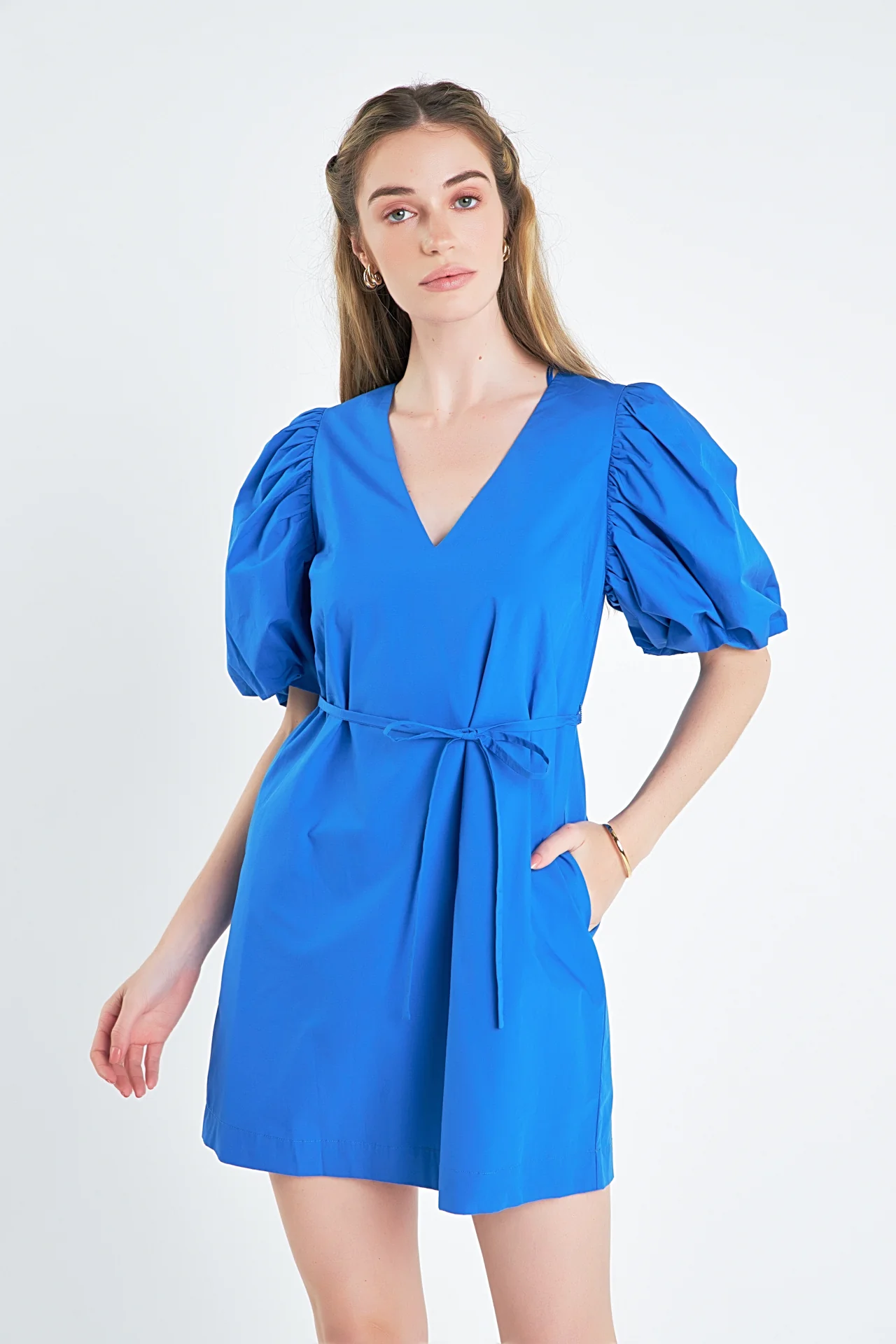 Puff Sleeve A-line Shift Mini Dress - Image 5