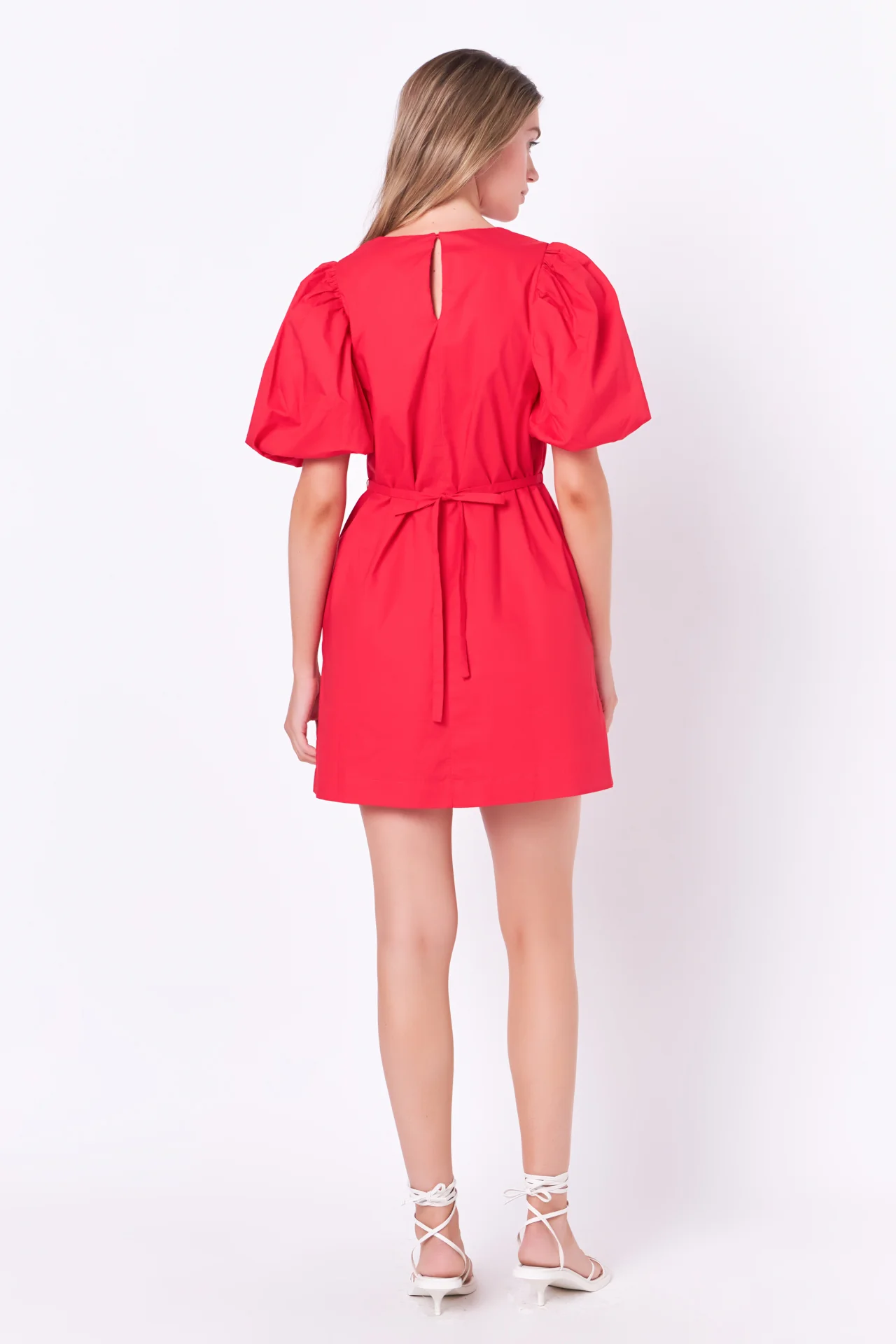 Puff Sleeve A-line Shift Mini Dress - Image 9