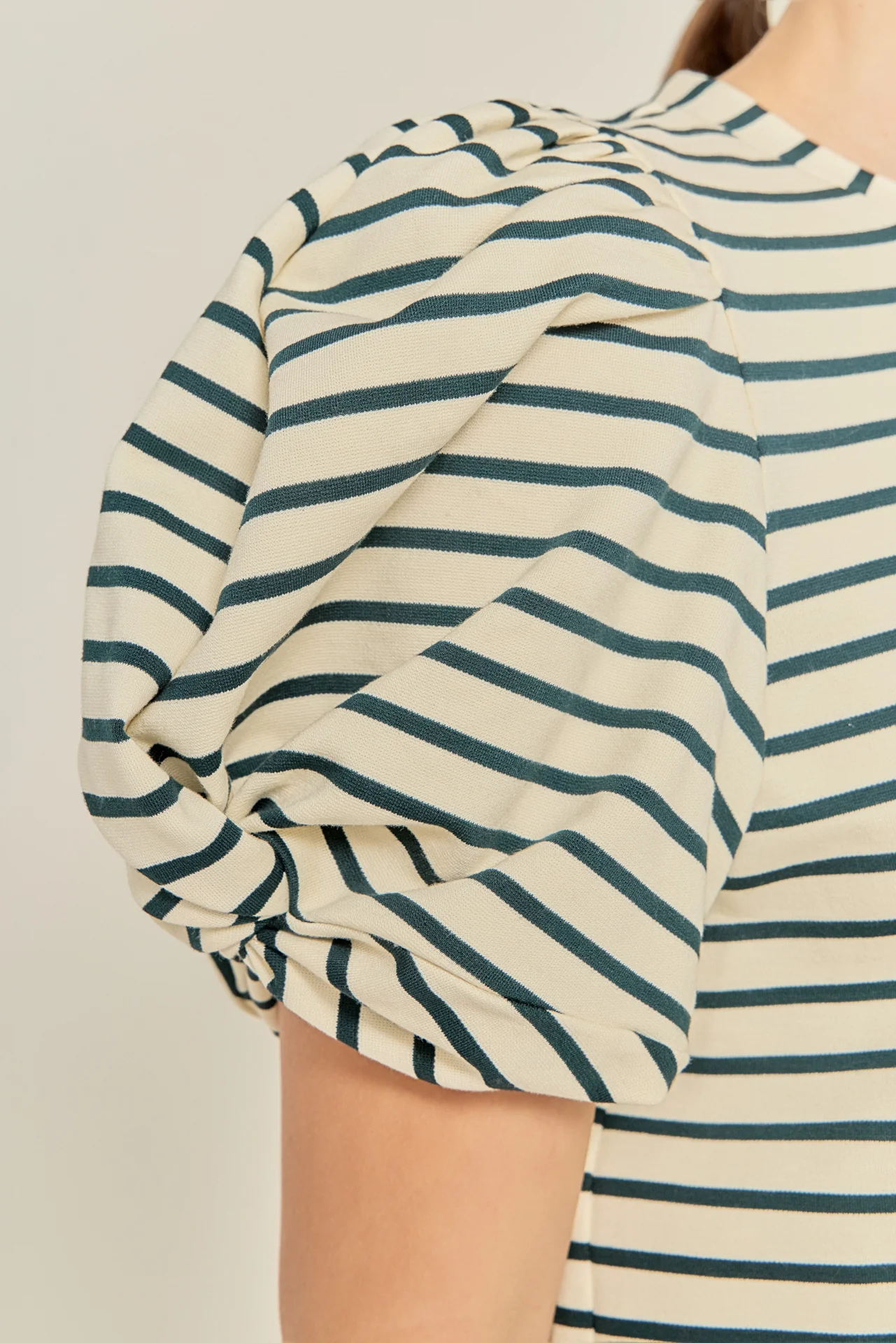 Striped Puff Sleeve Knit Top - Image 3