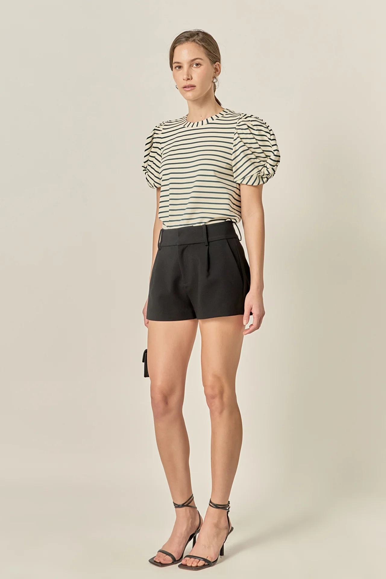Striped Puff Sleeve Knit Top - Image 4