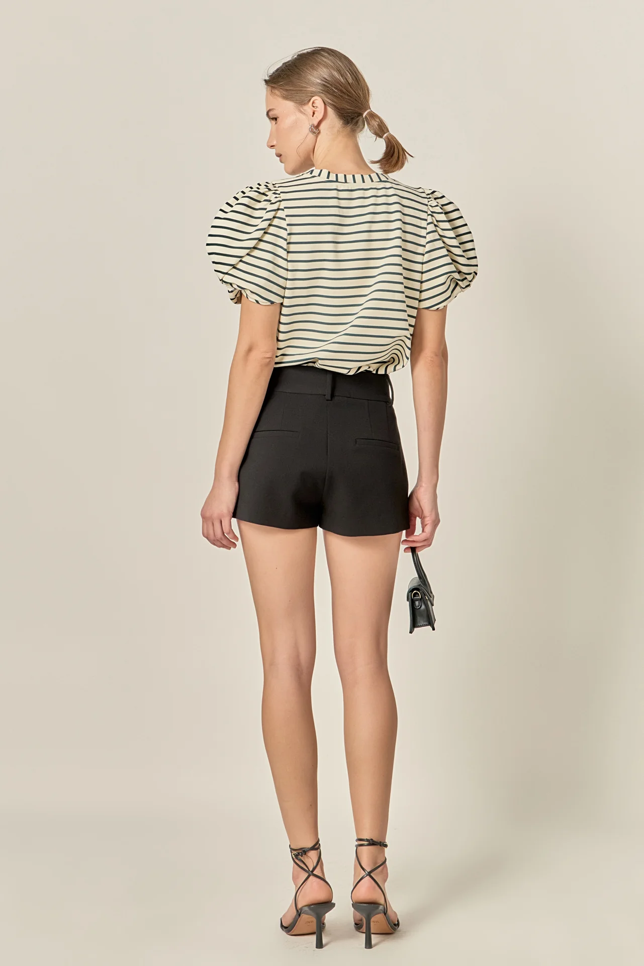 Striped Puff Sleeve Knit Top - Image 5
