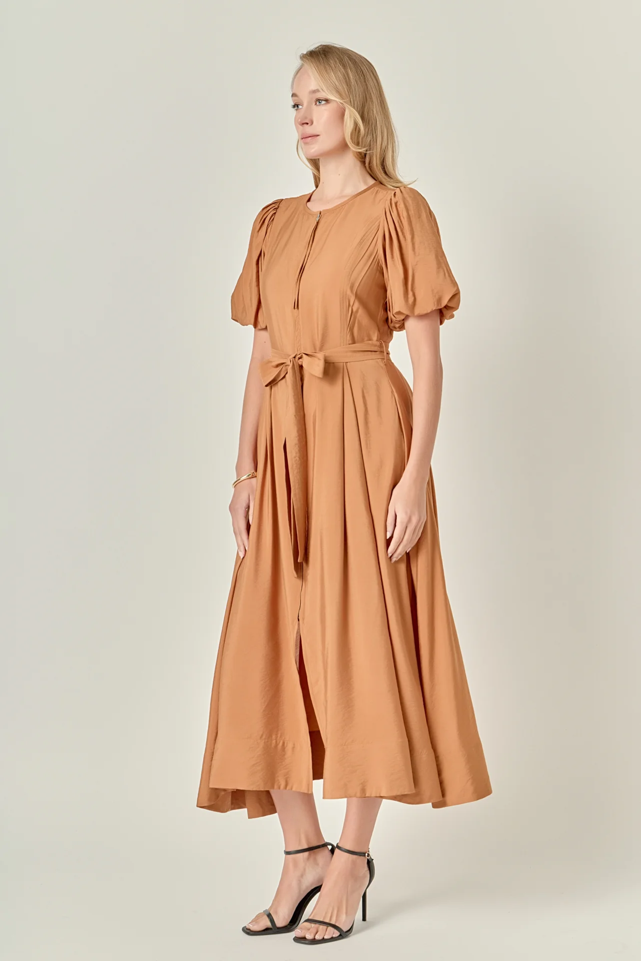 Puff Sleeve Midi Dress - Image 3