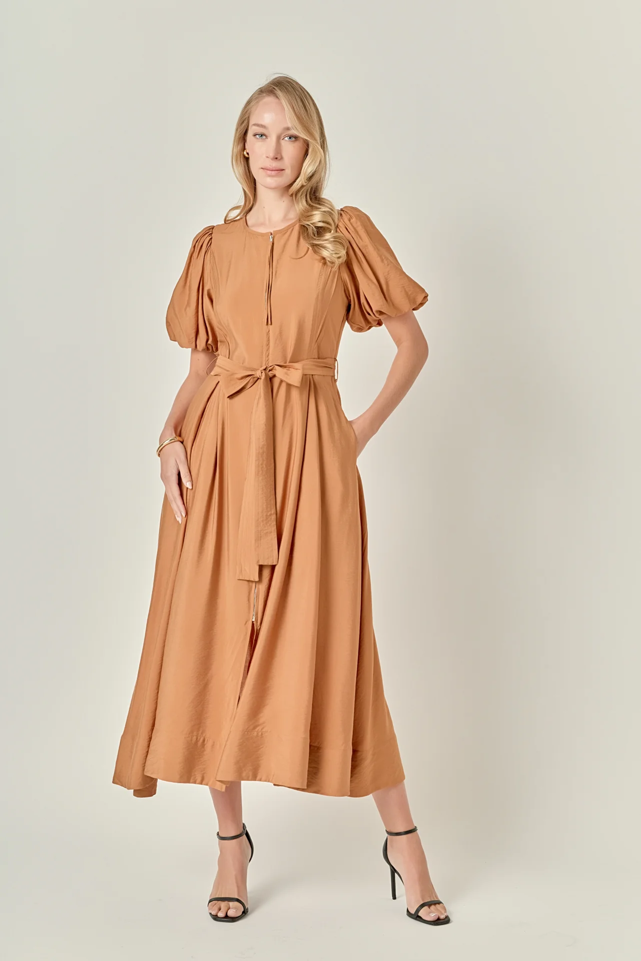 Puff Sleeve Midi Dress - Image 5