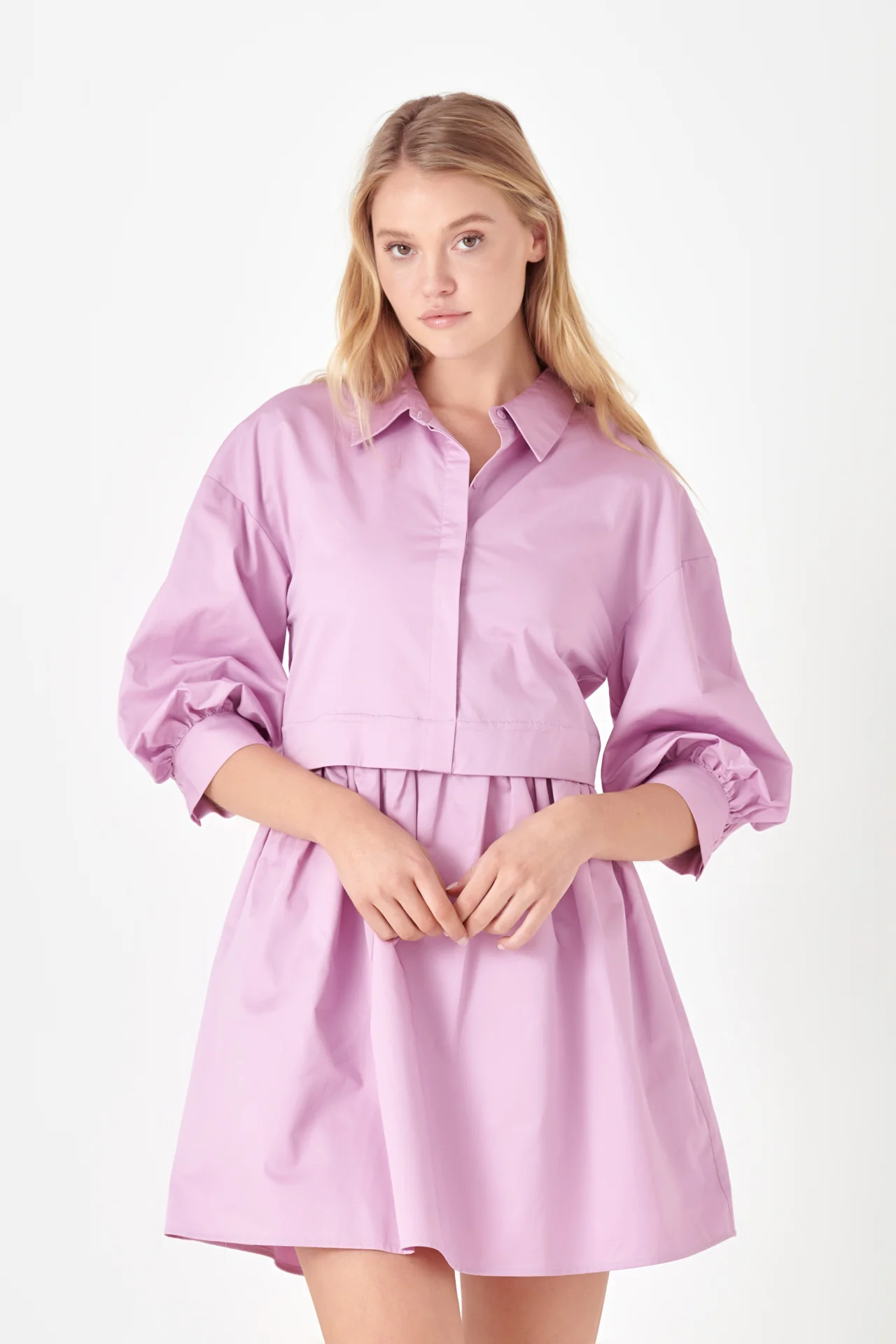 Puff Sleeve Shirt Dress - Image 11