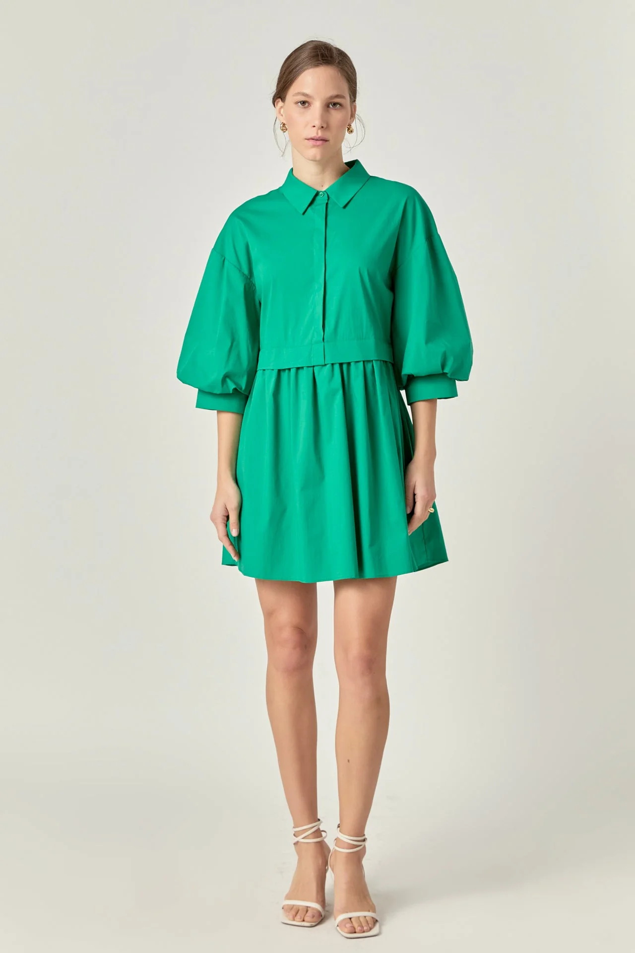 Puff Sleeve Shirt Dress - Image 13