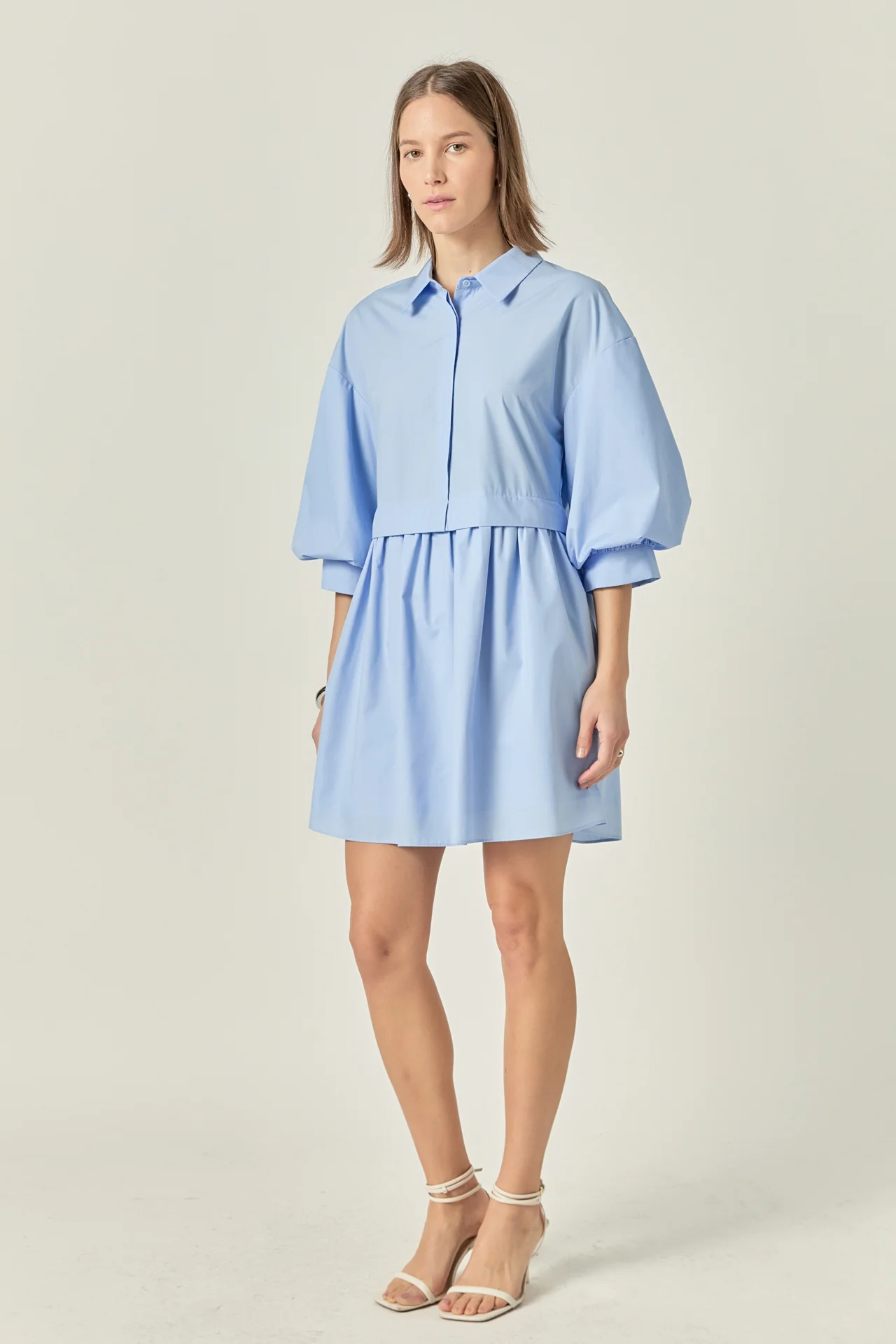 Puff Sleeve Shirt Dress - Image 15