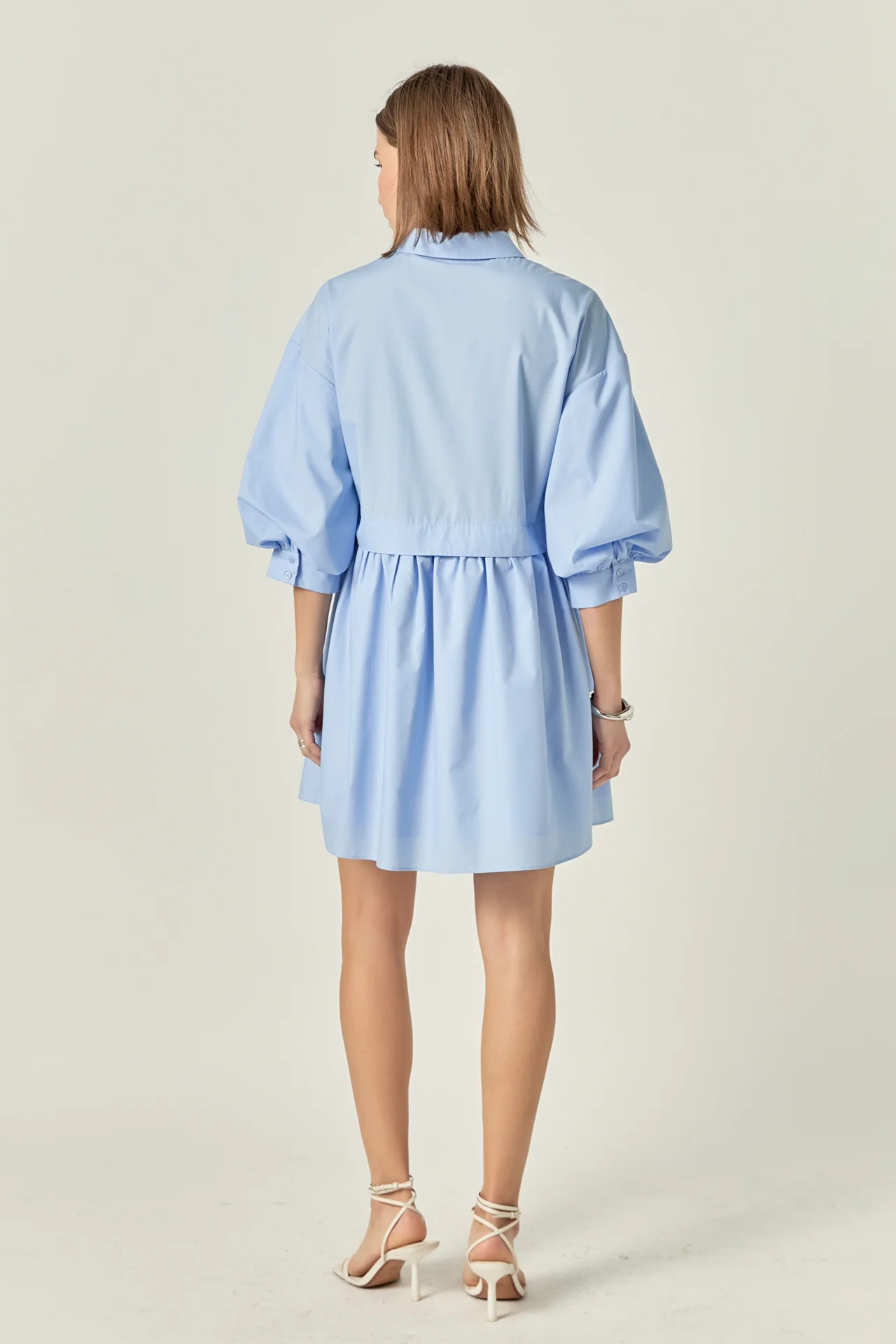 Puff Sleeve Shirt Dress - Image 16