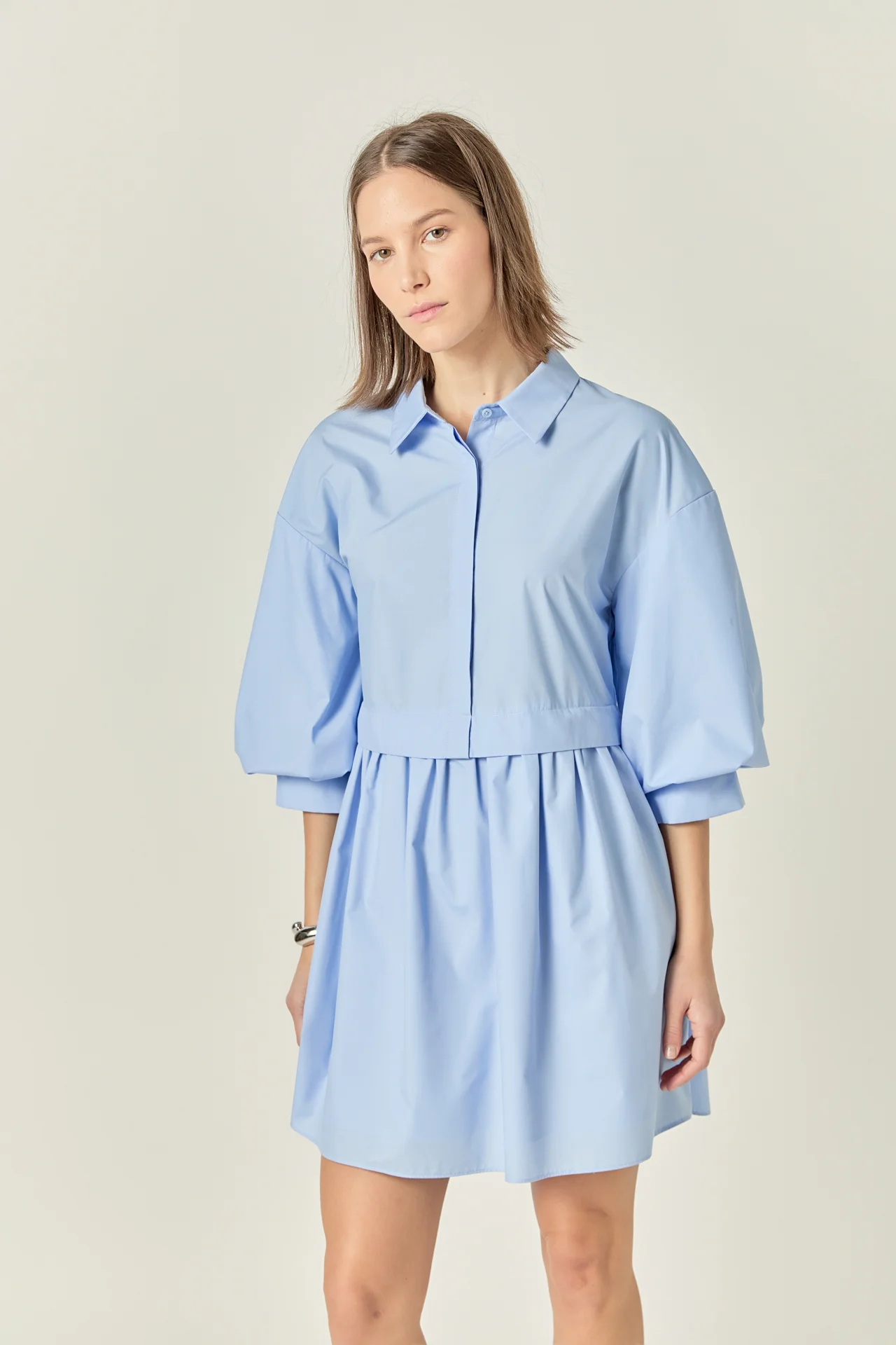Puff Sleeve Shirt Dress - Image 17