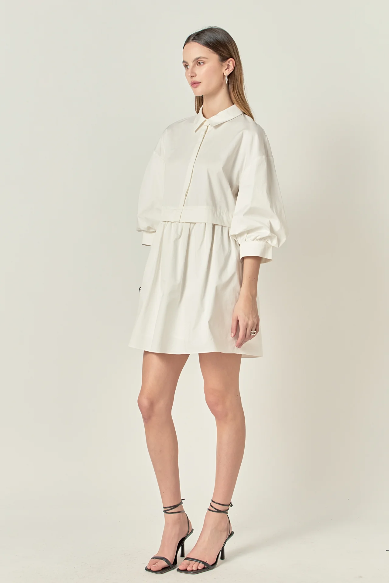Puff Sleeve Shirt Dress - Image 3