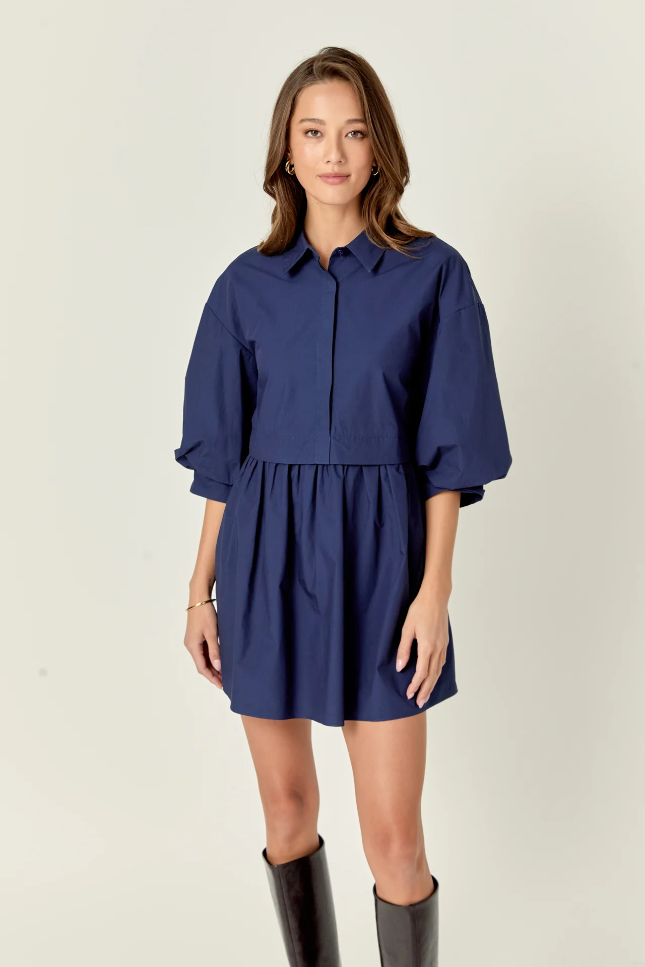 Puff Sleeve Shirt Dress - Image 6
