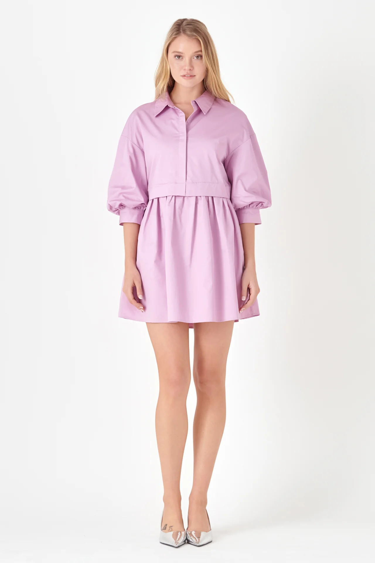 Puff Sleeve Shirt Dress - Image 7