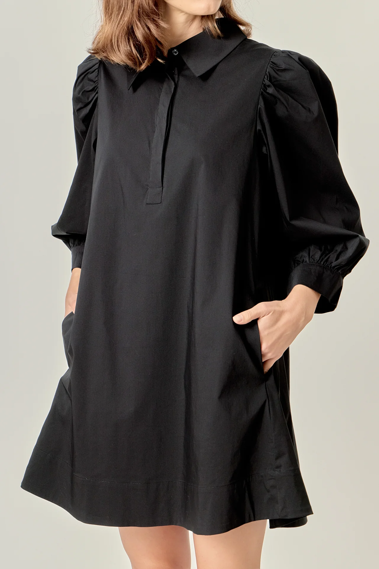 Puff Sleeve Shirt Mini Dress - Image 2