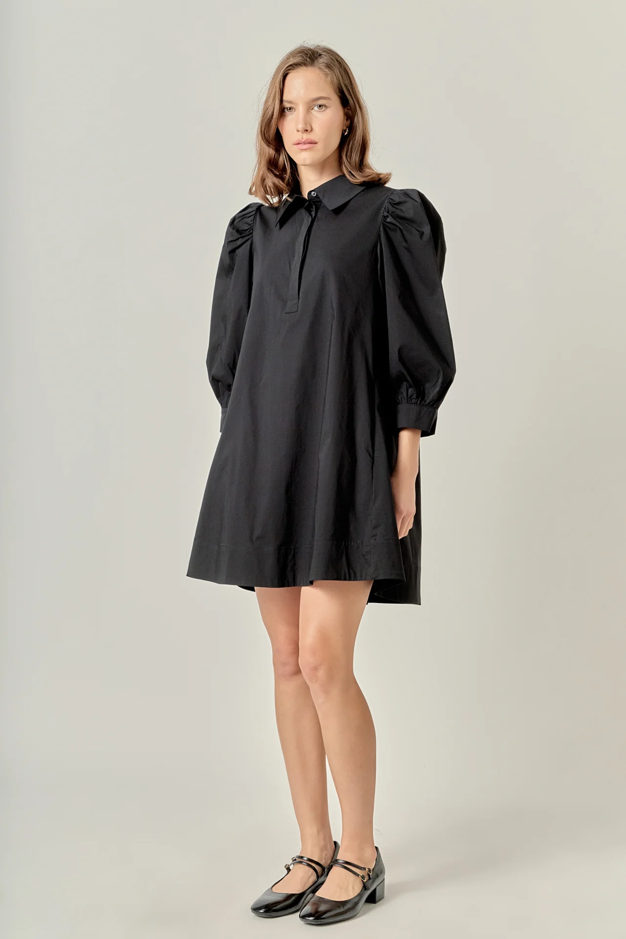 Puff Sleeve Shirt Mini Dress - Image 3