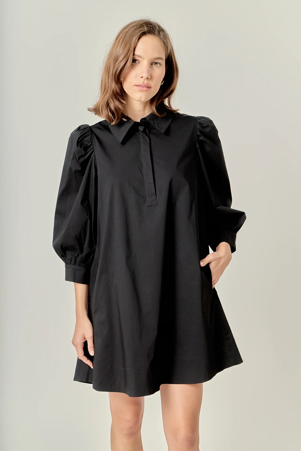 Puff Sleeve Shirt Mini Dress - Image 5