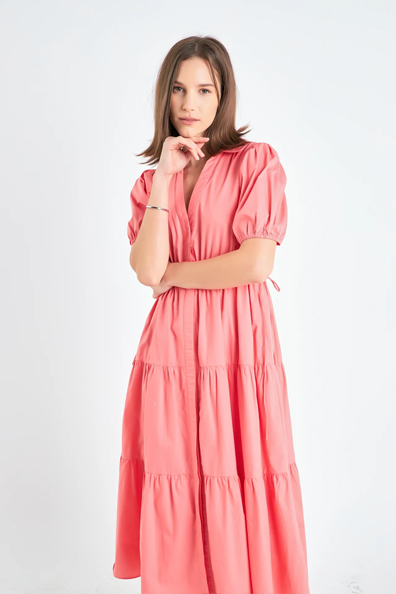 Puff Sleeve Tiered Midi Dress - Image 12