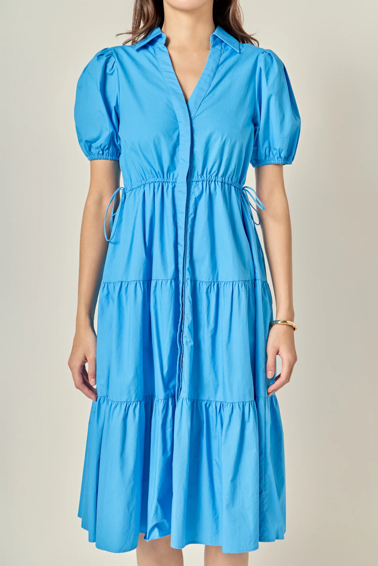 Puff Sleeve Tiered Midi Dress - Image 2