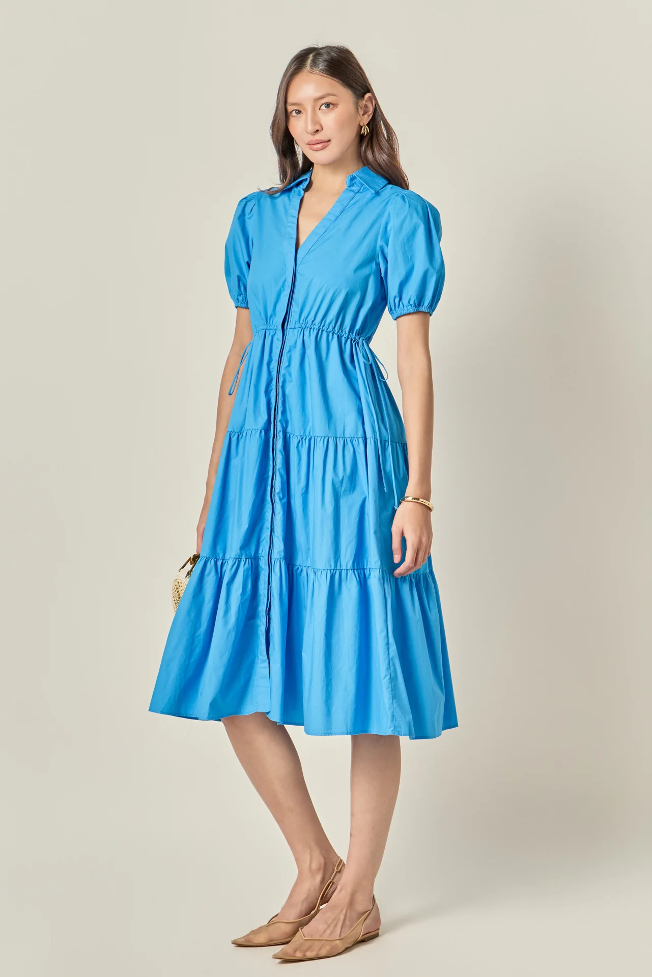 Puff Sleeve Tiered Midi Dress - Image 4