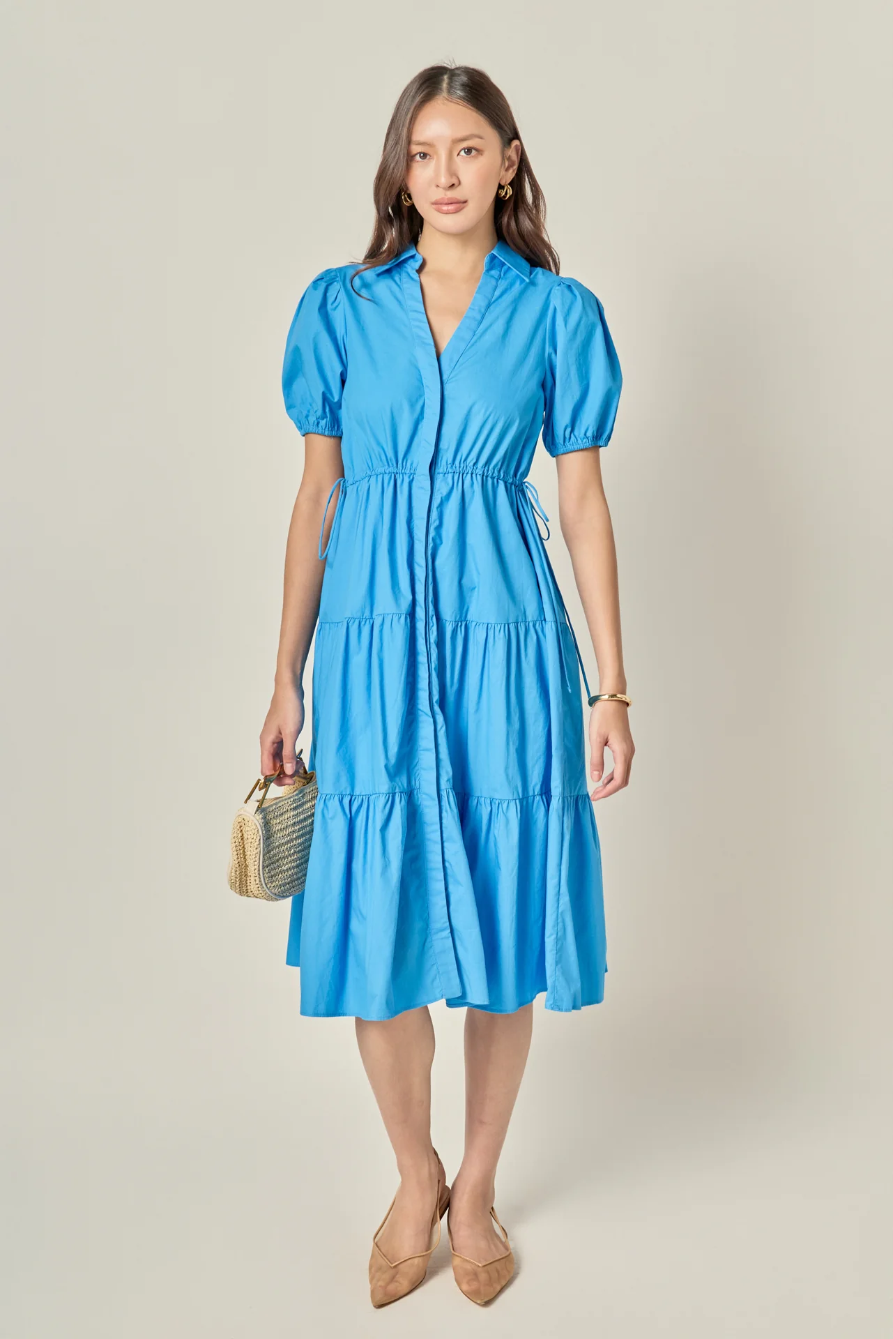 Puff Sleeve Tiered Midi Dress - Image 6