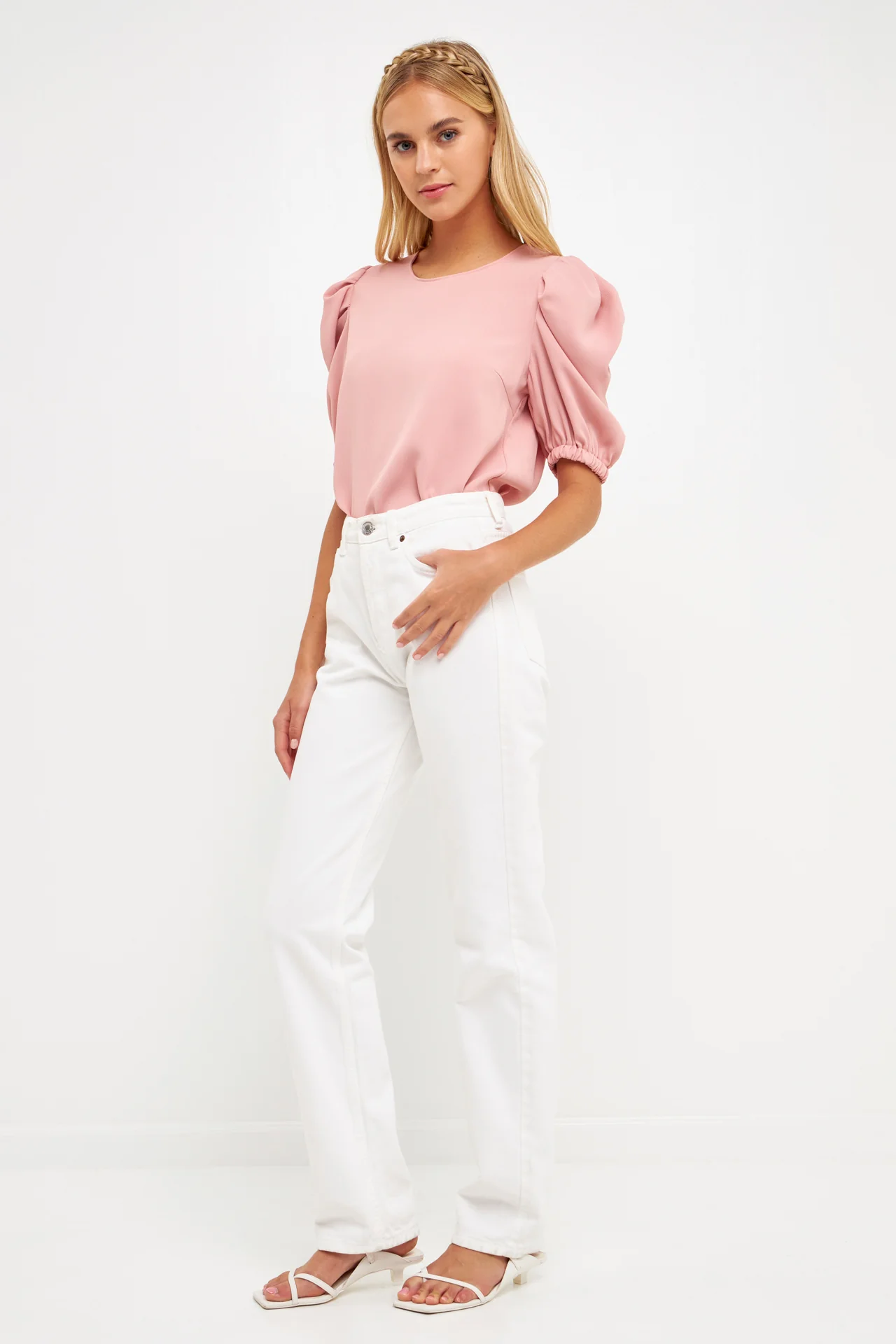 Ruched Puff Sleeve Top - Image 19