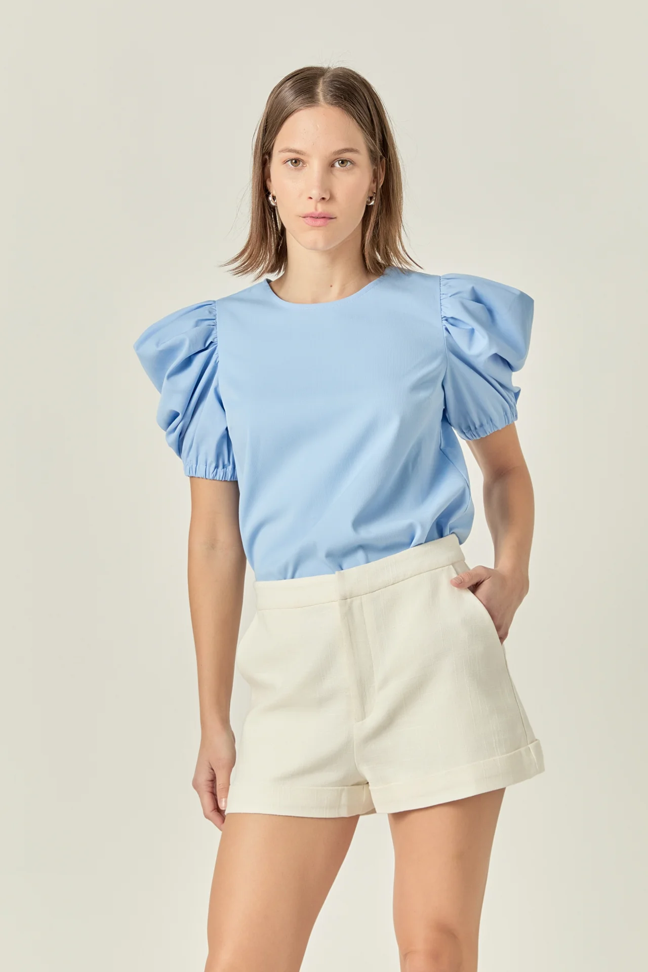 Ruched Puff Sleeve Top - Image 9
