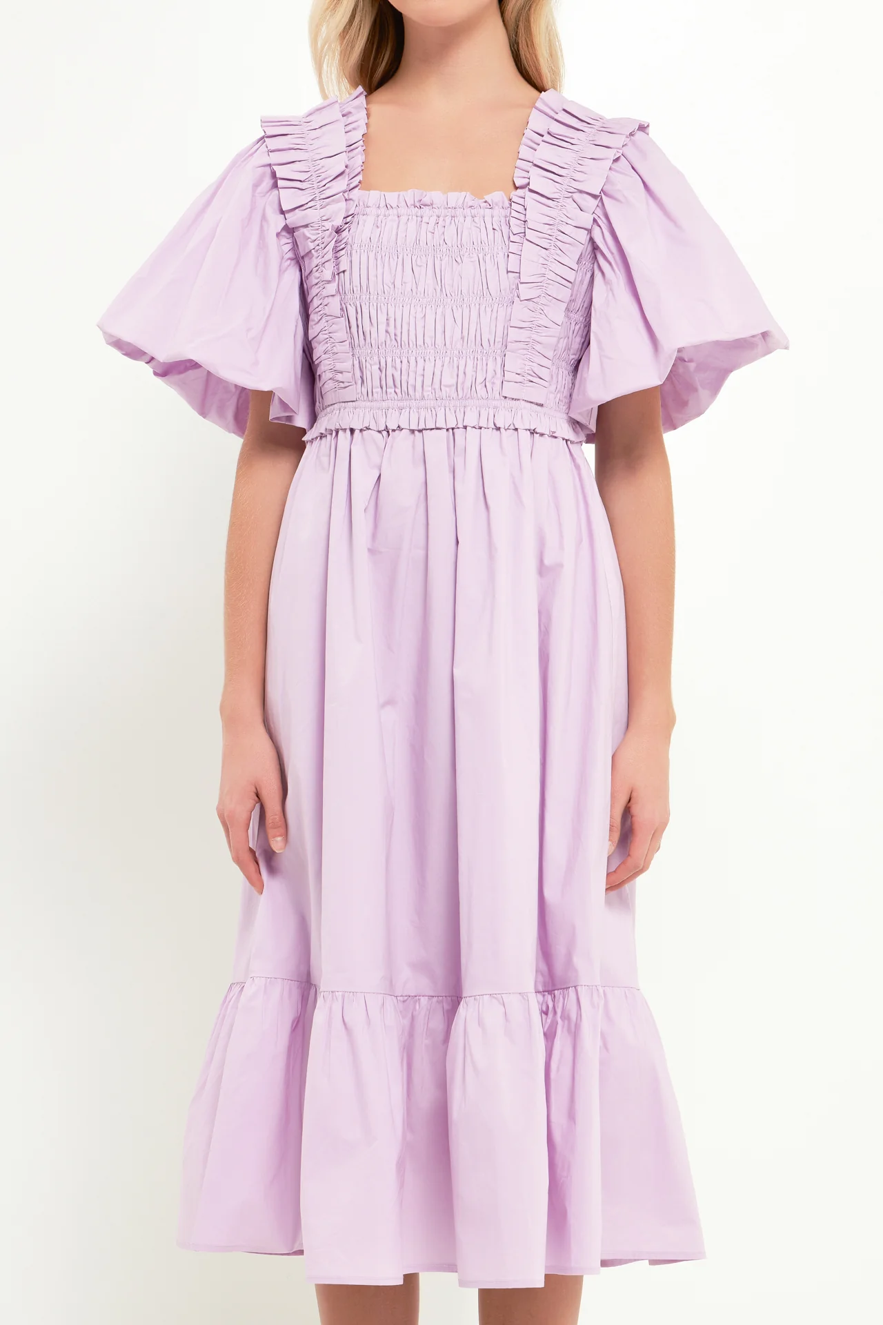 Puff Sleeve Square Neck Midi Dress - Image 12