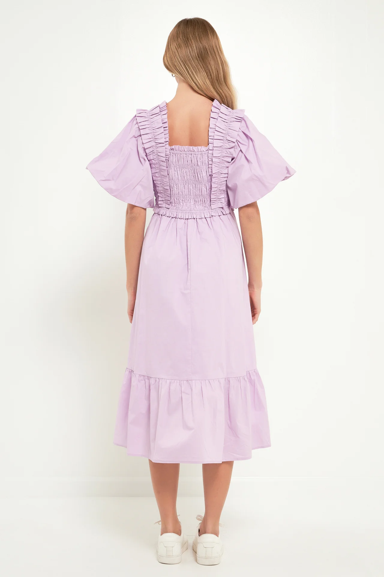 Puff Sleeve Square Neck Midi Dress - Image 14