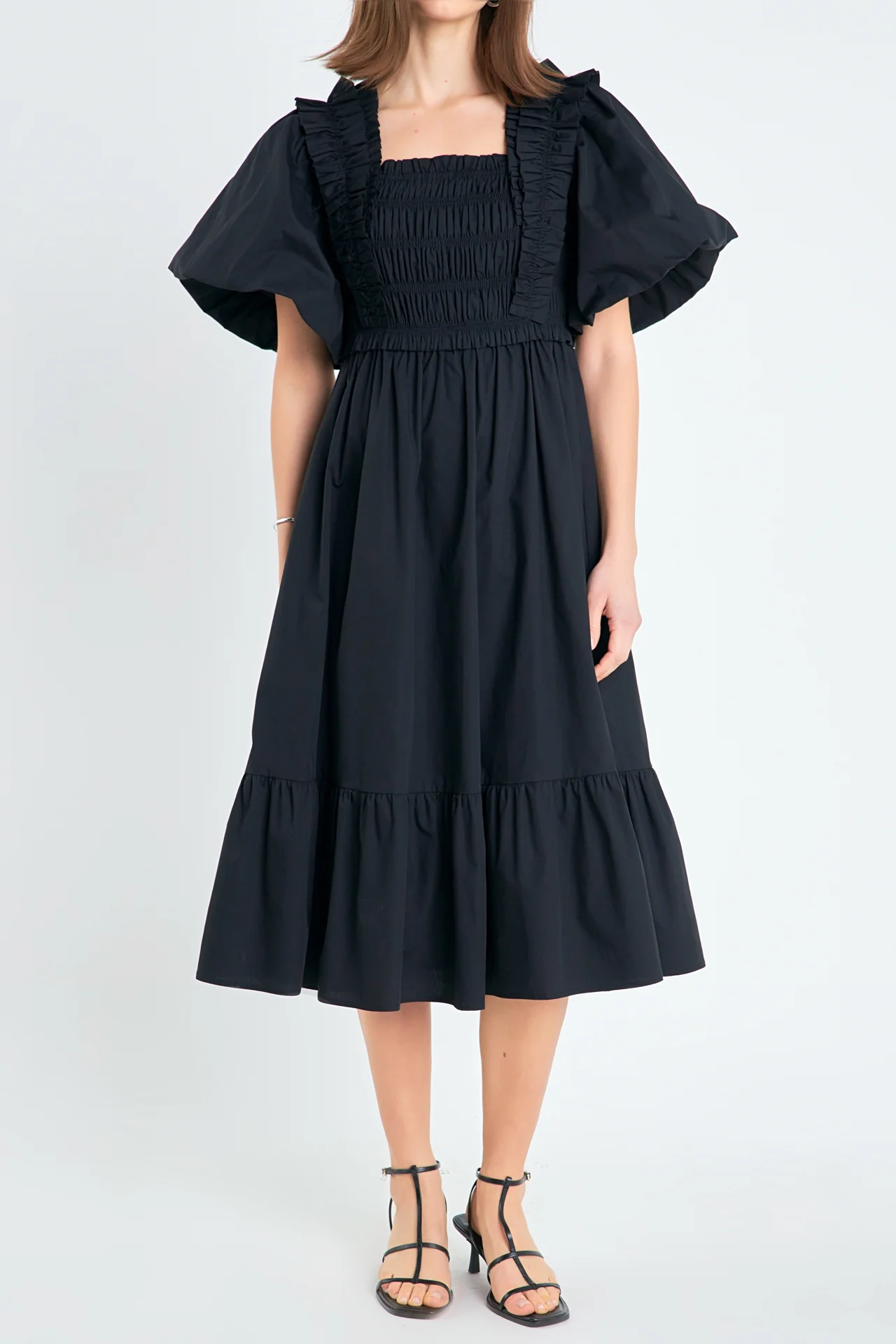 Puff Sleeve Square Neck Midi Dress - Image 18