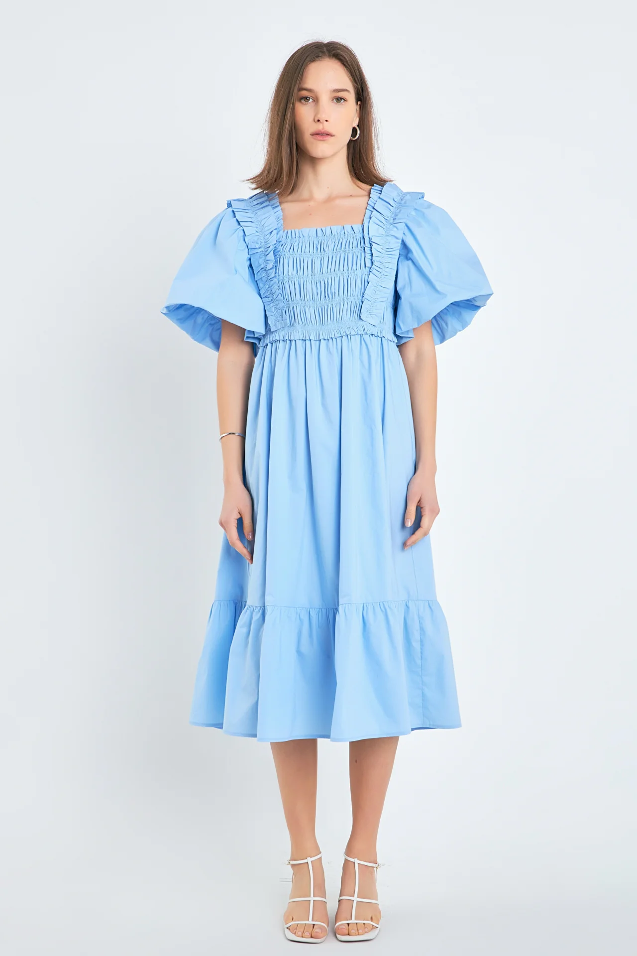 Puff Sleeve Square Neck Midi Dress - Image 22