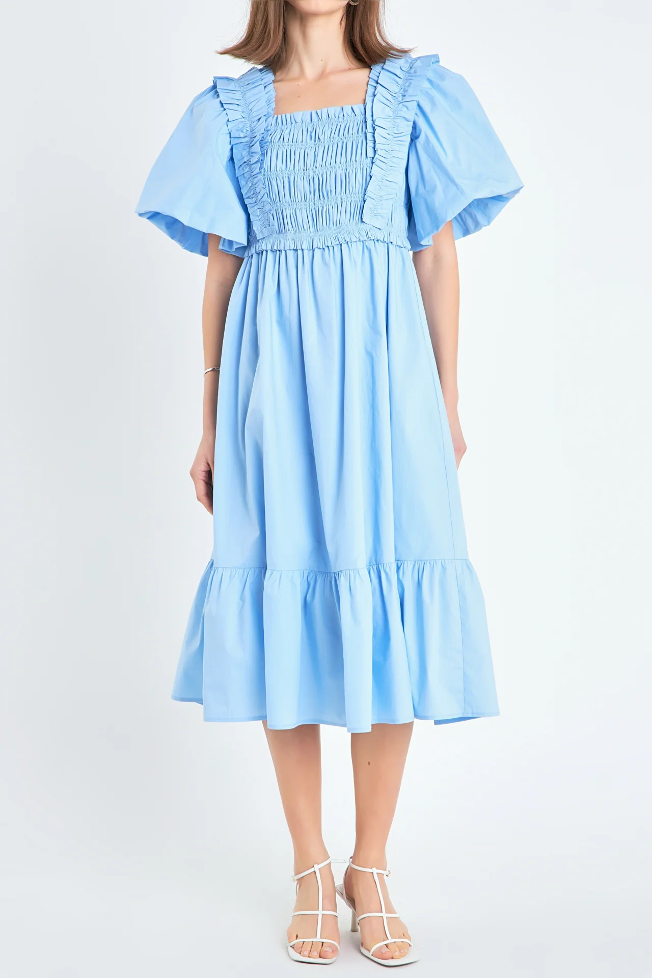 Puff Sleeve Square Neck Midi Dress - Image 23