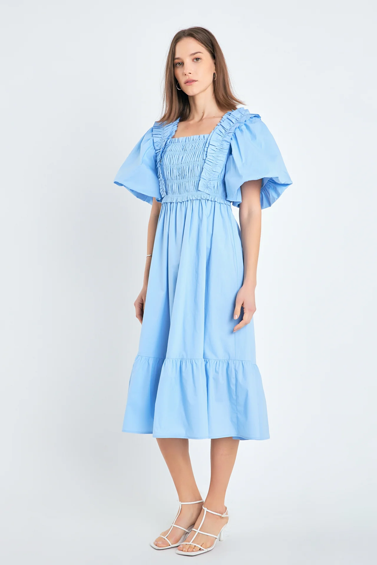 Puff Sleeve Square Neck Midi Dress - Image 24