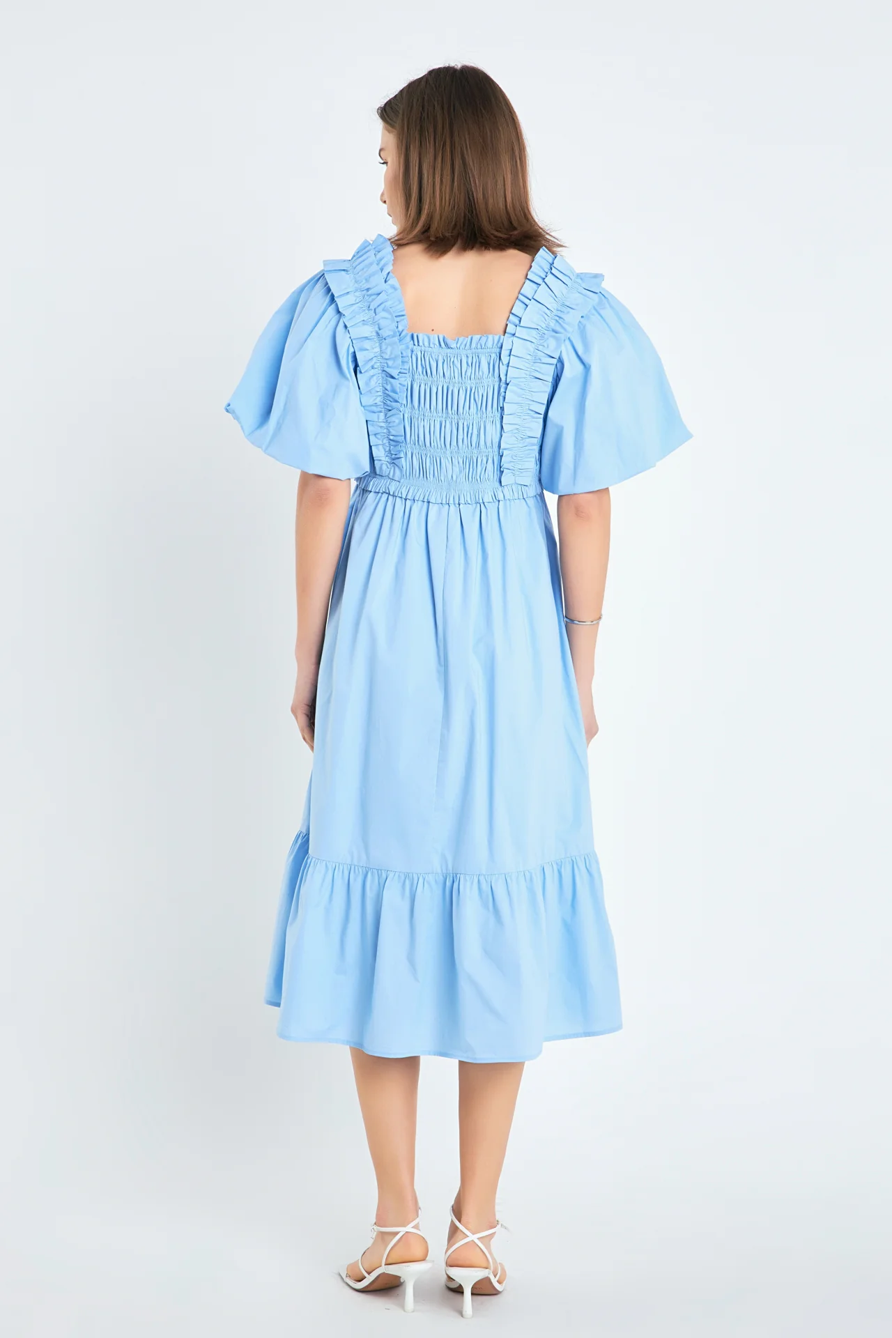 Puff Sleeve Square Neck Midi Dress - Image 25