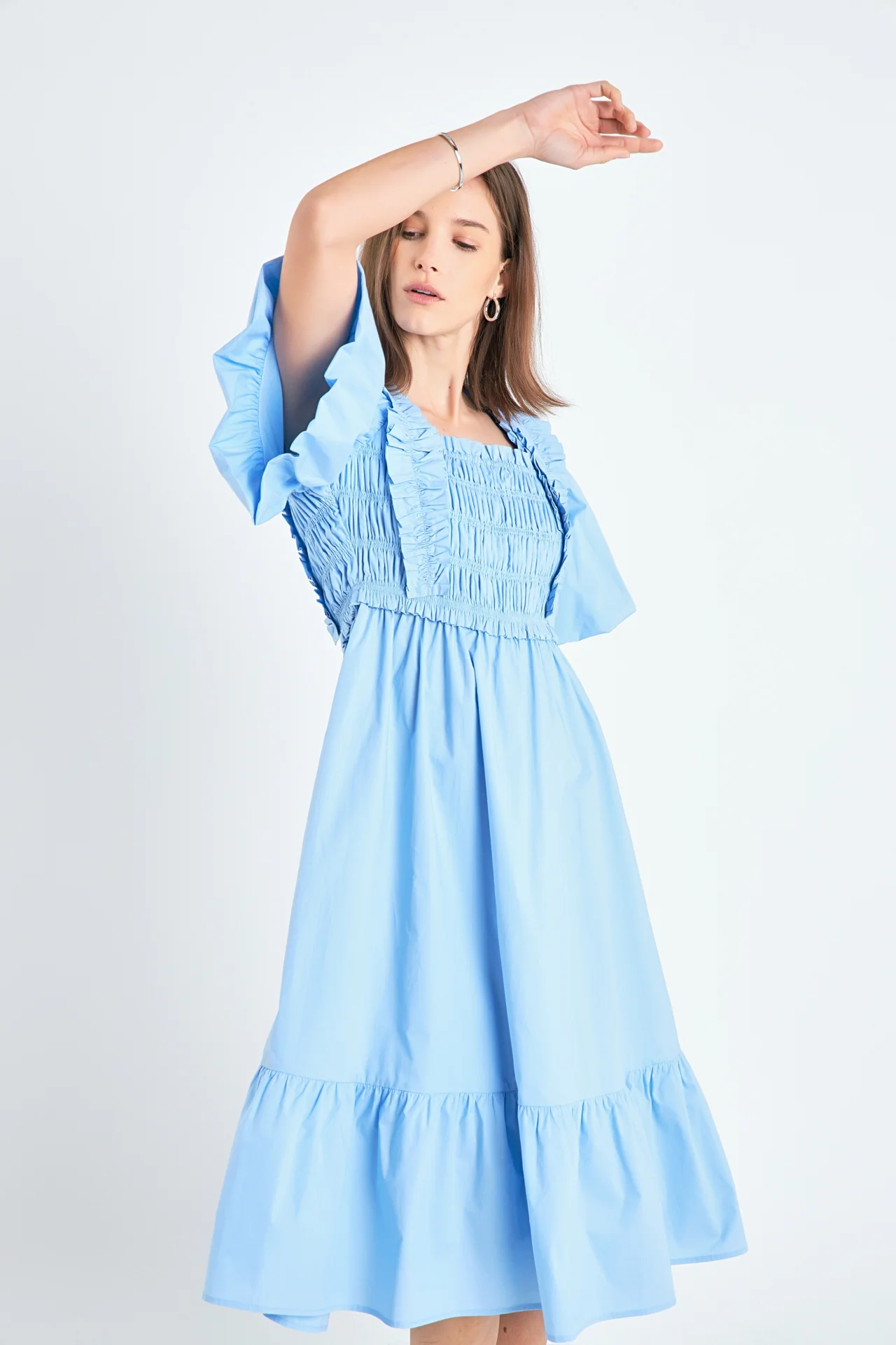 Puff Sleeve Square Neck Midi Dress - Image 26